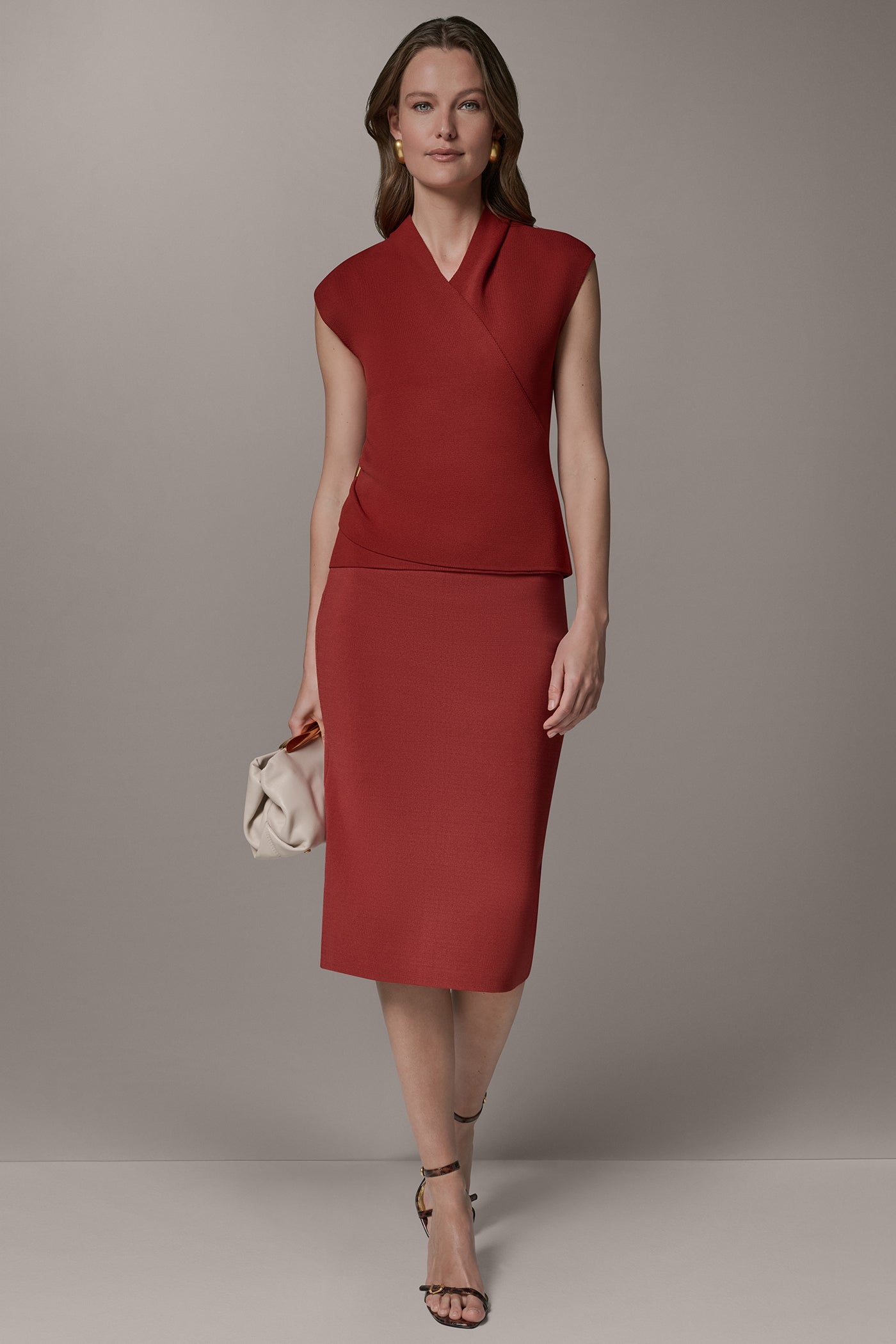 Sunbaked V-NECK WRAP-EFFECT TOP Donna Karan