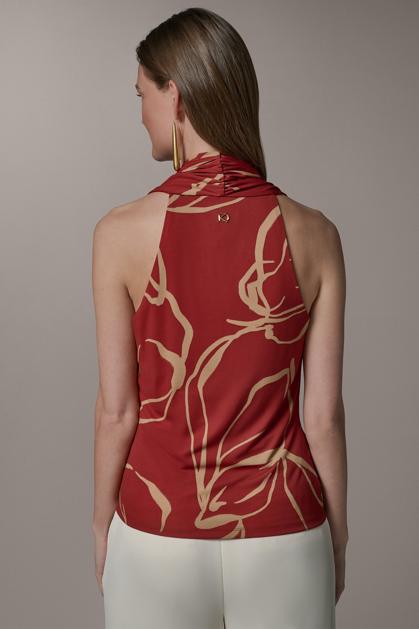 Sunbaked/Fawn RUCHED V-NECK TOP Donna Karan