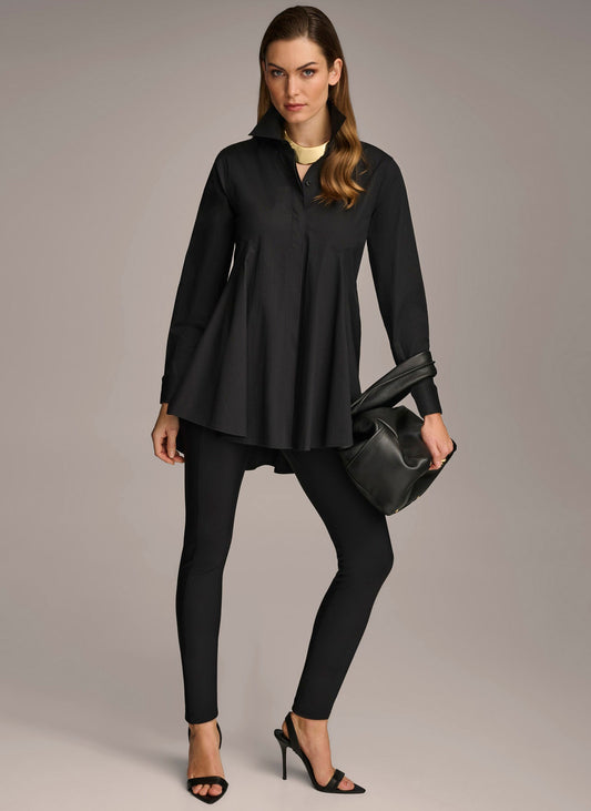 Black LONG SLEEVE A-LINE TUNIC Donna Karan