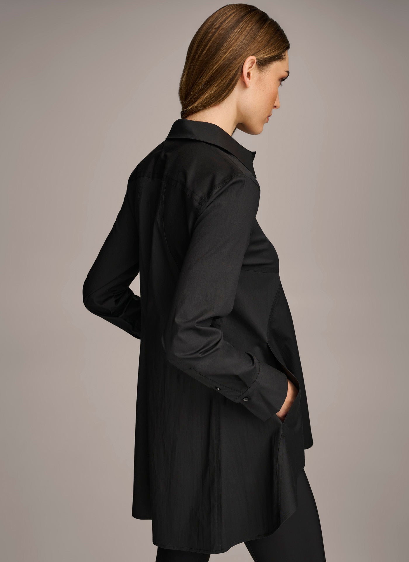 Black LONG SLEEVE A-LINE TUNIC Donna Karan