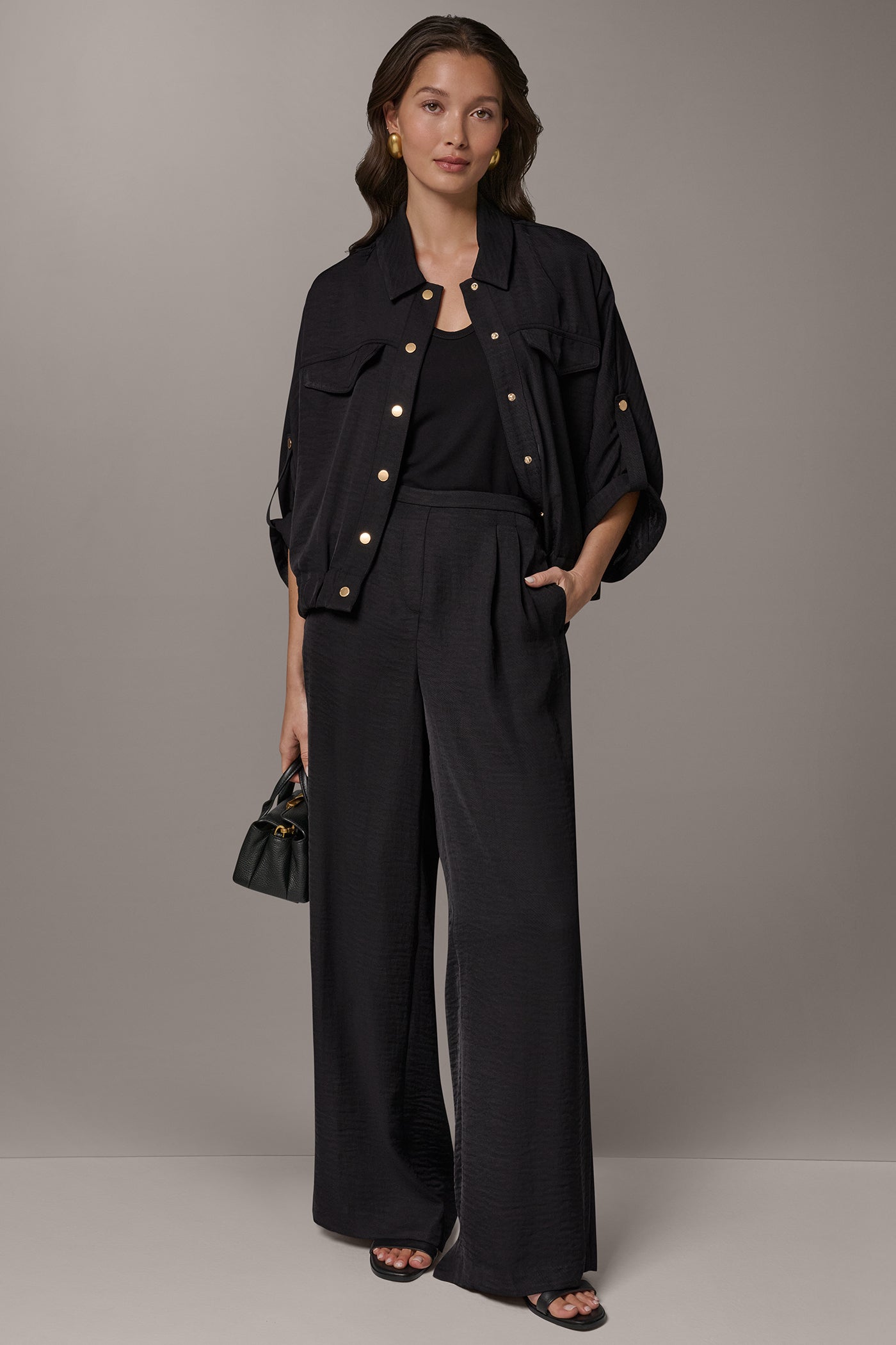Black CINCHED HEM SHIRT Donna Karan