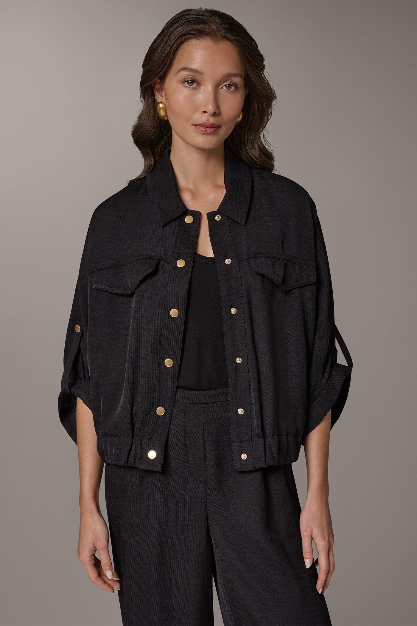 Black CINCHED HEM SHIRT Donna Karan
