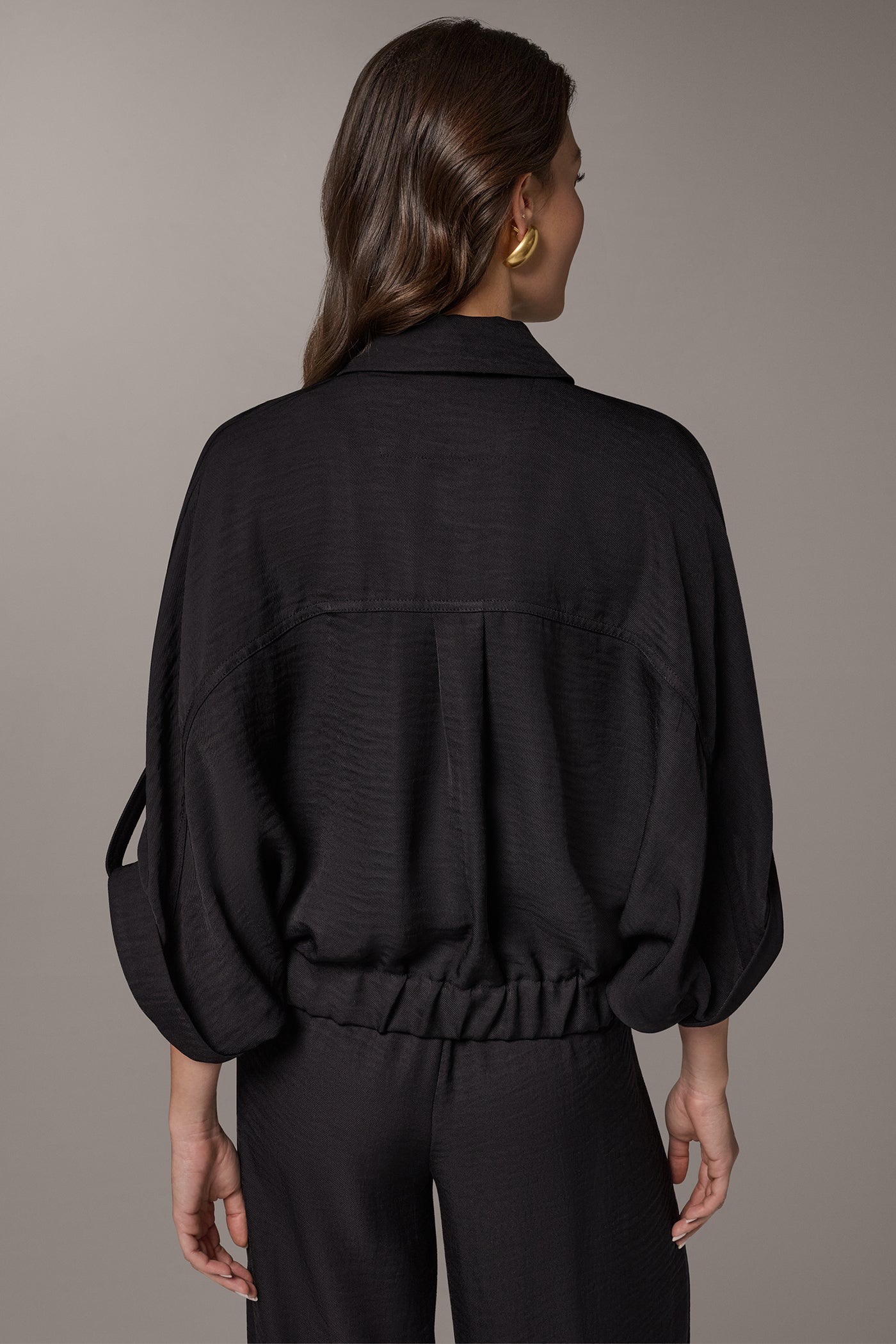 Black CINCHED HEM SHIRT Donna Karan