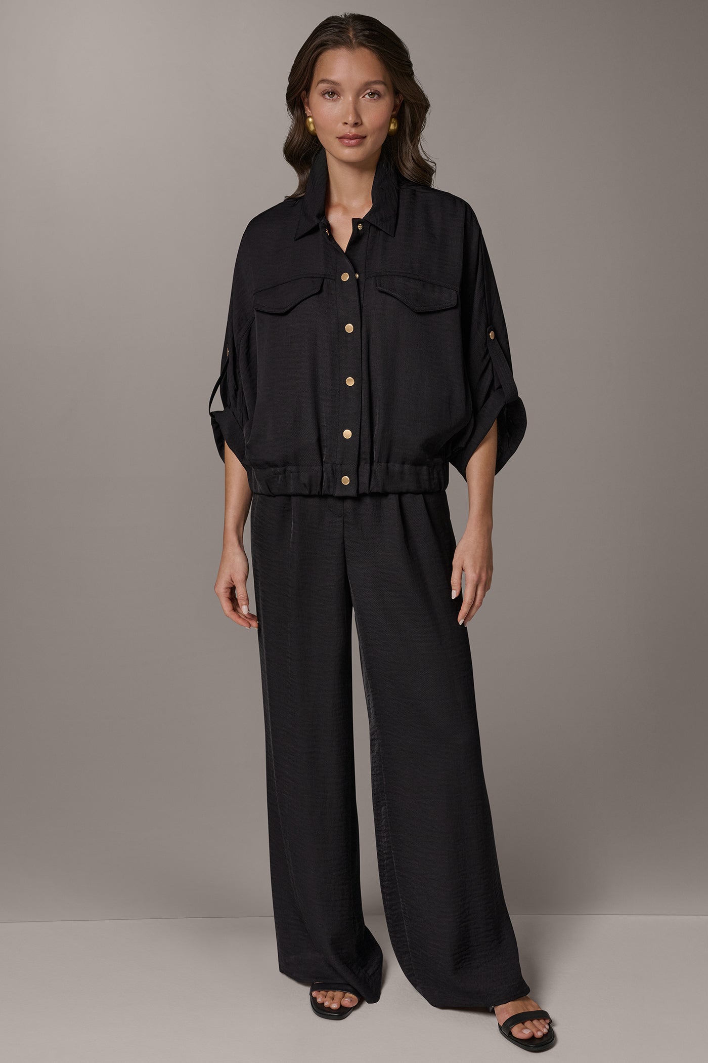 Black CINCHED HEM SHIRT Donna Karan