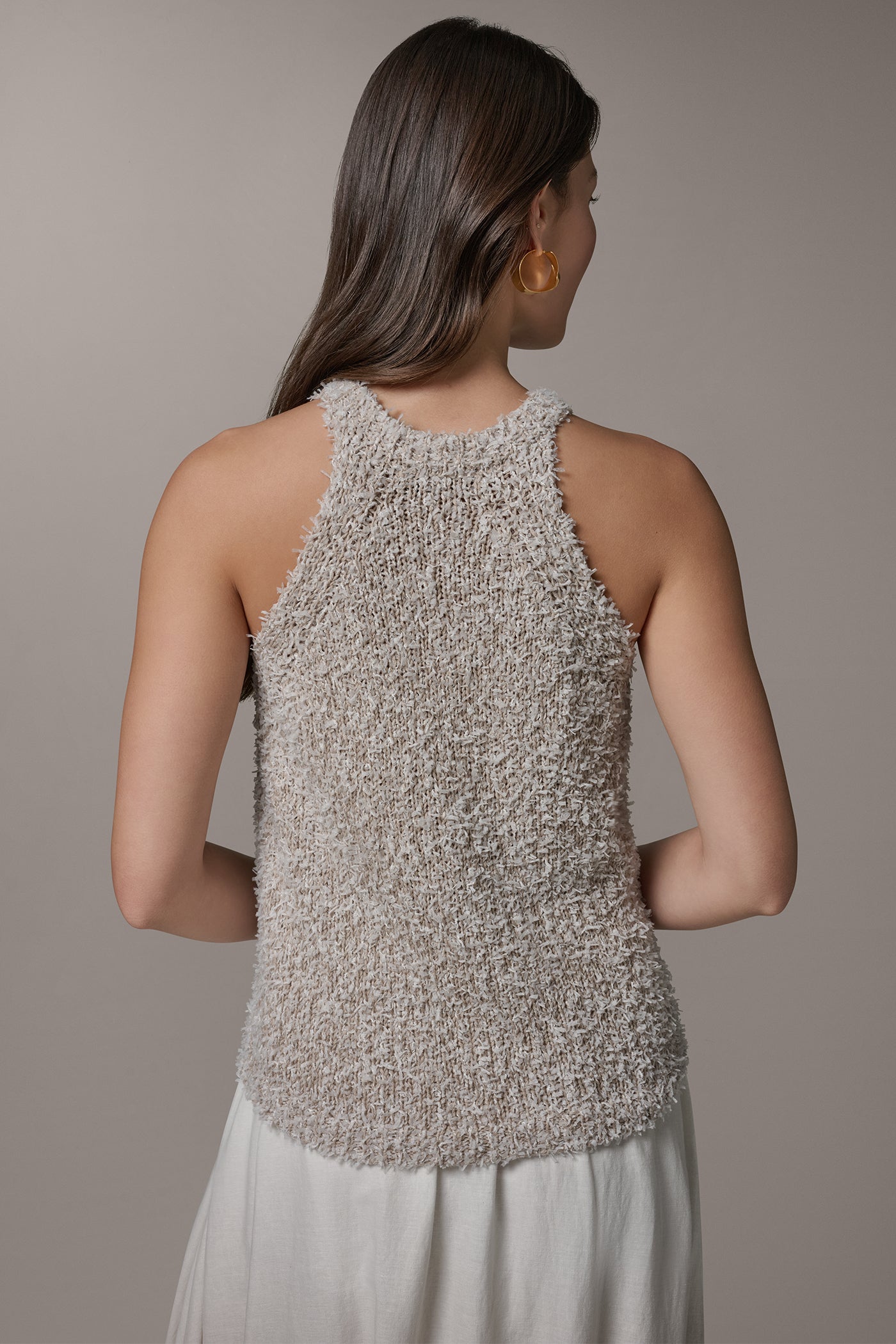 Turin Combo SLEEVELESS HALTER SWEATER TANK Donna Karan