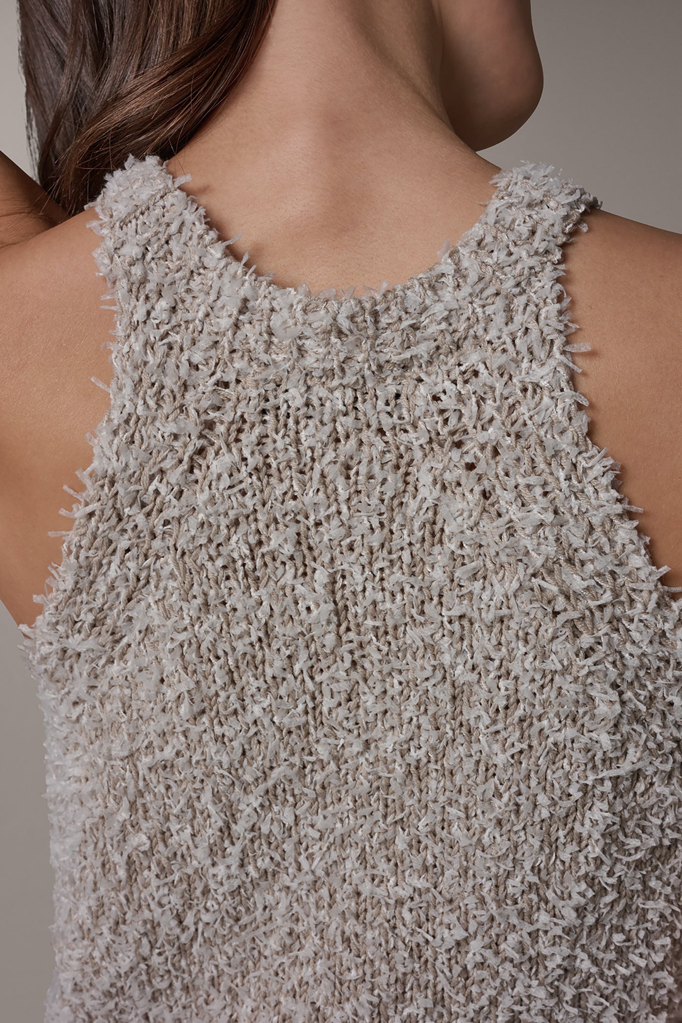 Turin Combo SLEEVELESS HALTER SWEATER TANK Donna Karan