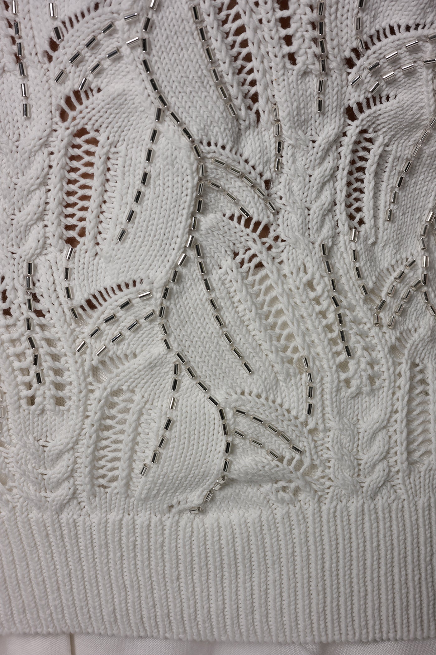 Cream SLEEVELESS SEQUIN SWEATER TANK Donna Karan