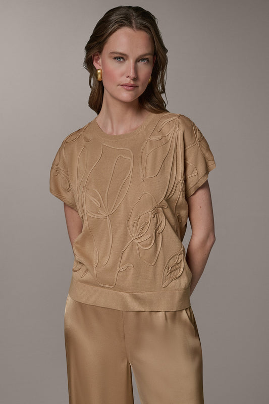 Fawn SHORT SLEEVE GEOMETRIC SWEATER Donna Karan