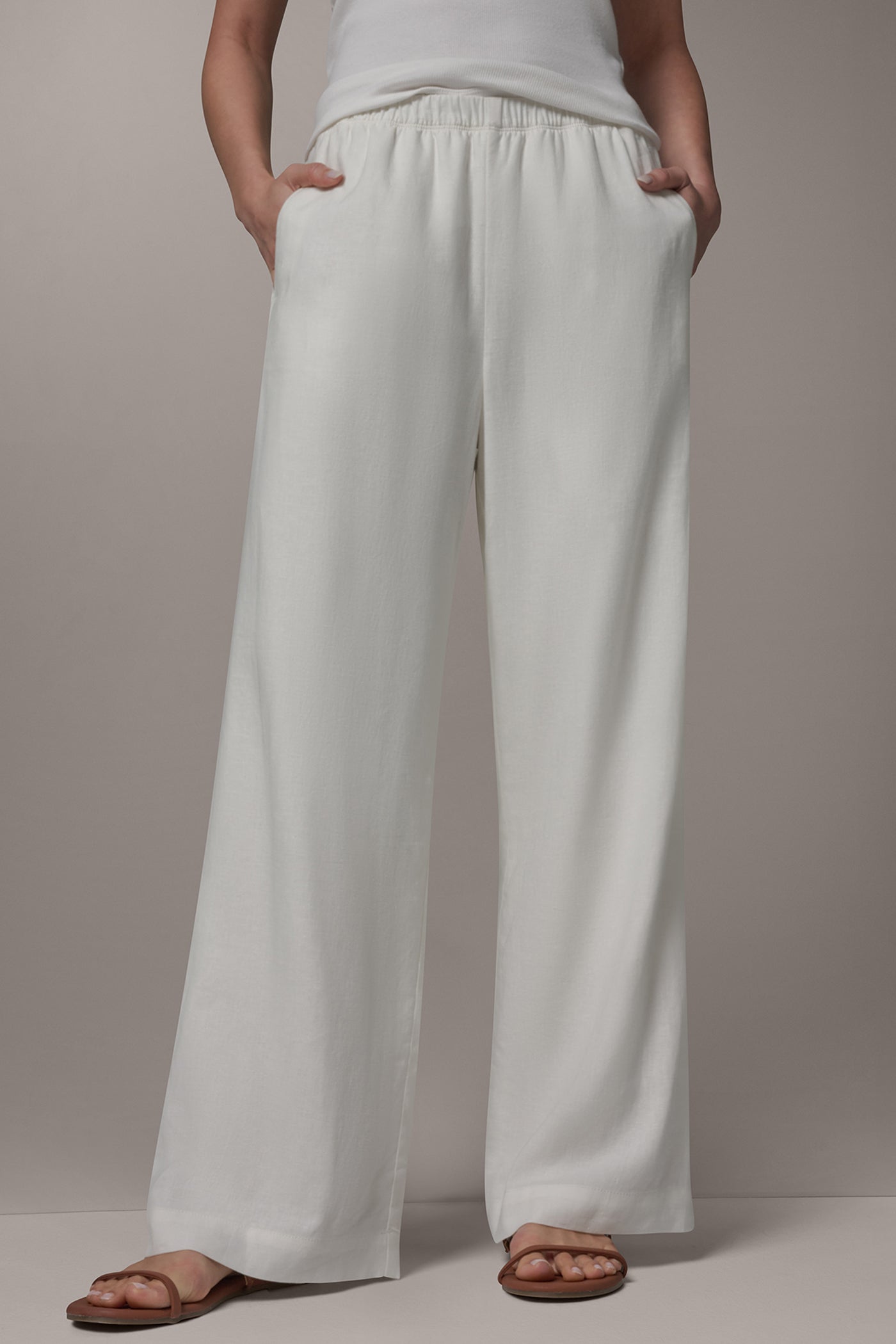 Cream MID-RISE STRAIGHT-LEG ANKLE PANT Donna Karan