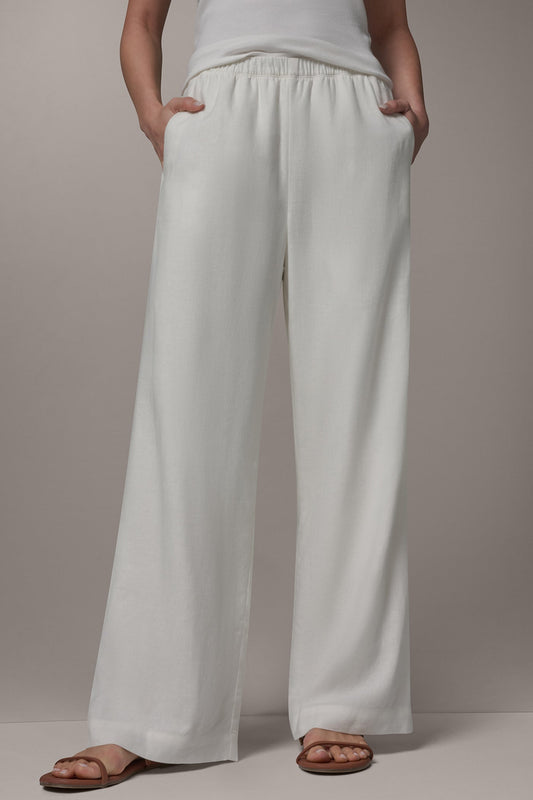 Cream MID-RISE STRAIGHT-LEG ANKLE PANT Donna Karan