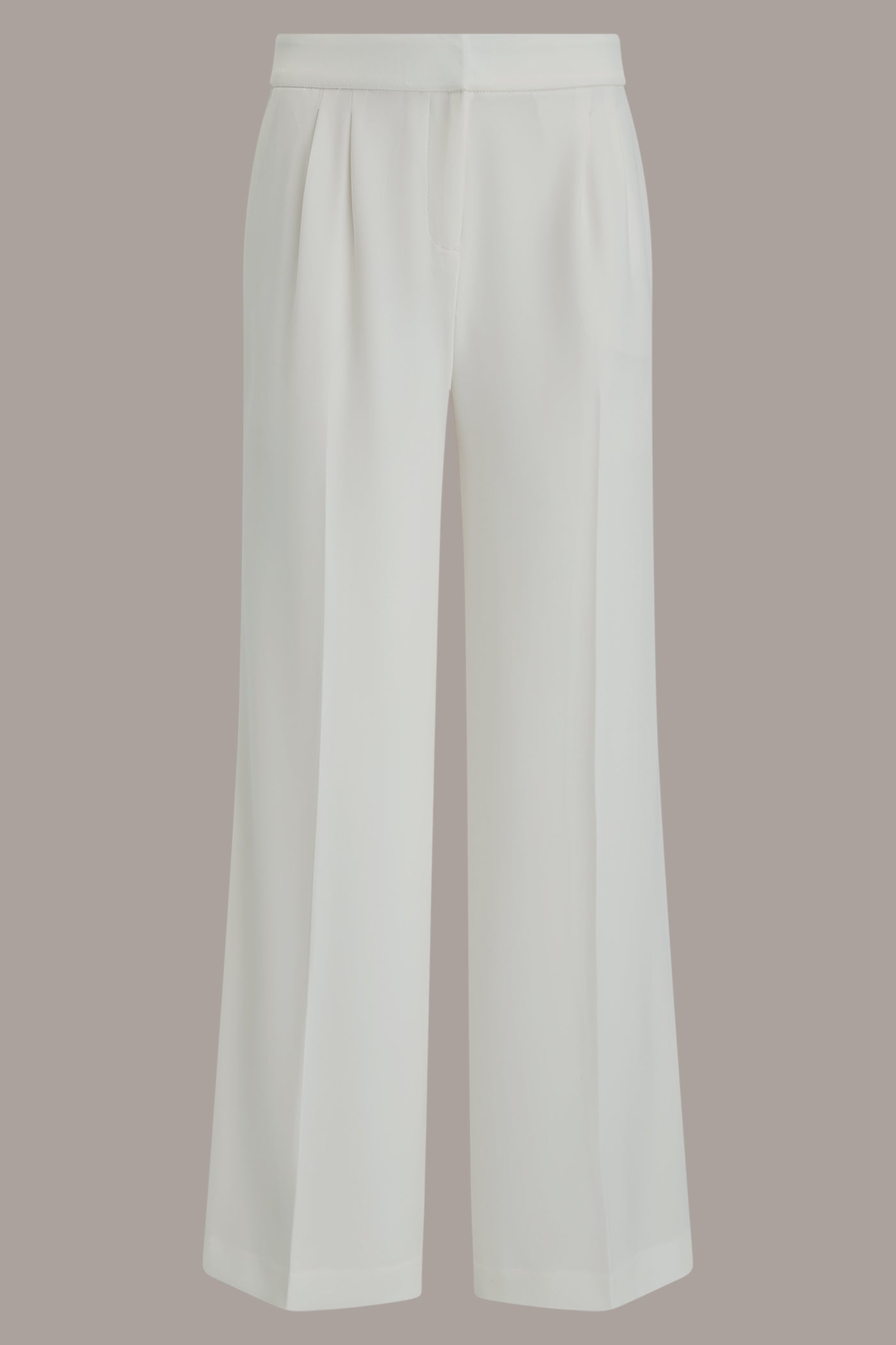 Cream MID-RISE PLEATED WIDE-LEG PANT Donna Karan