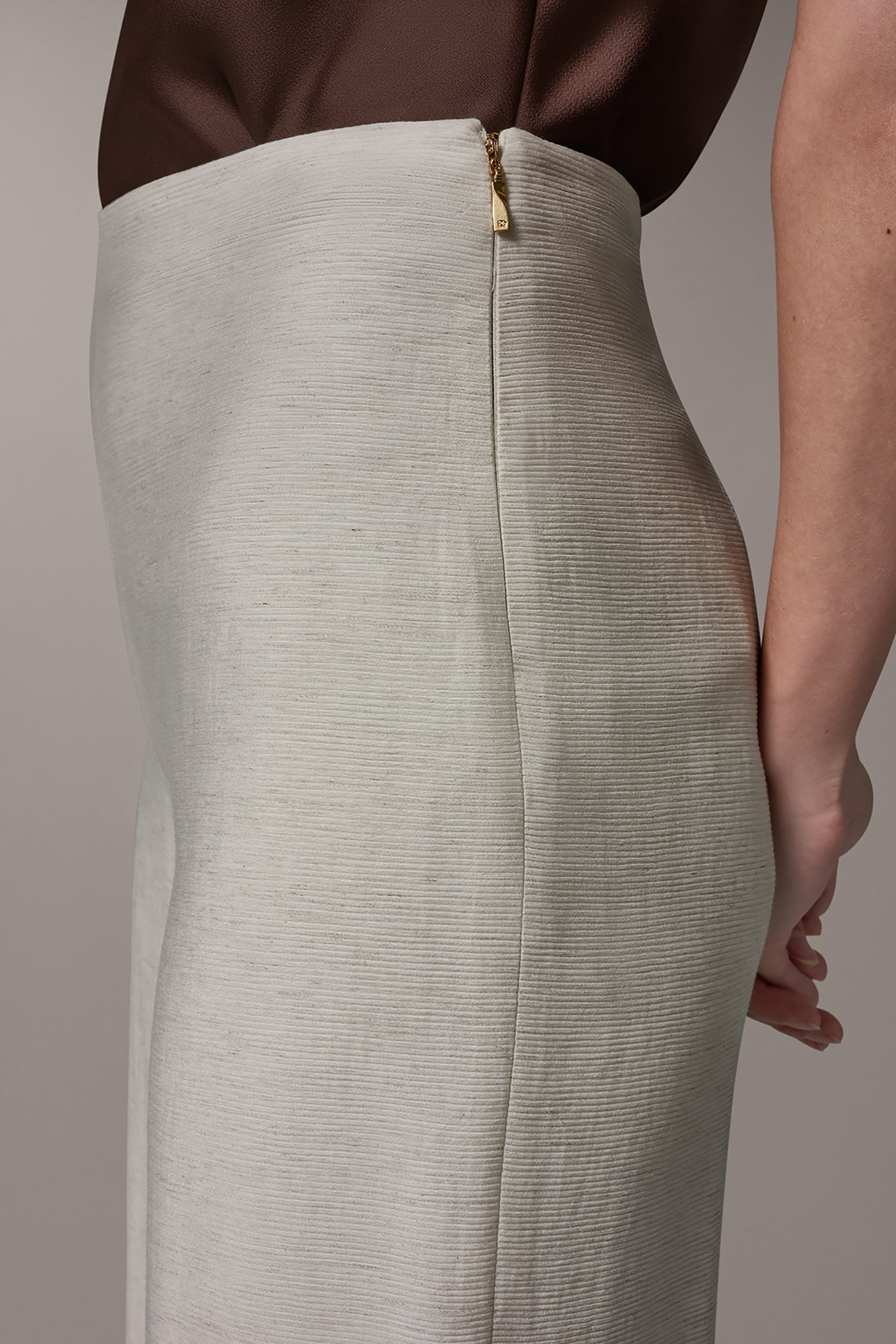Light Sisal EXTRA HIGH-RISE MÈLANGE WIDE-LEG PANT Donna Karan