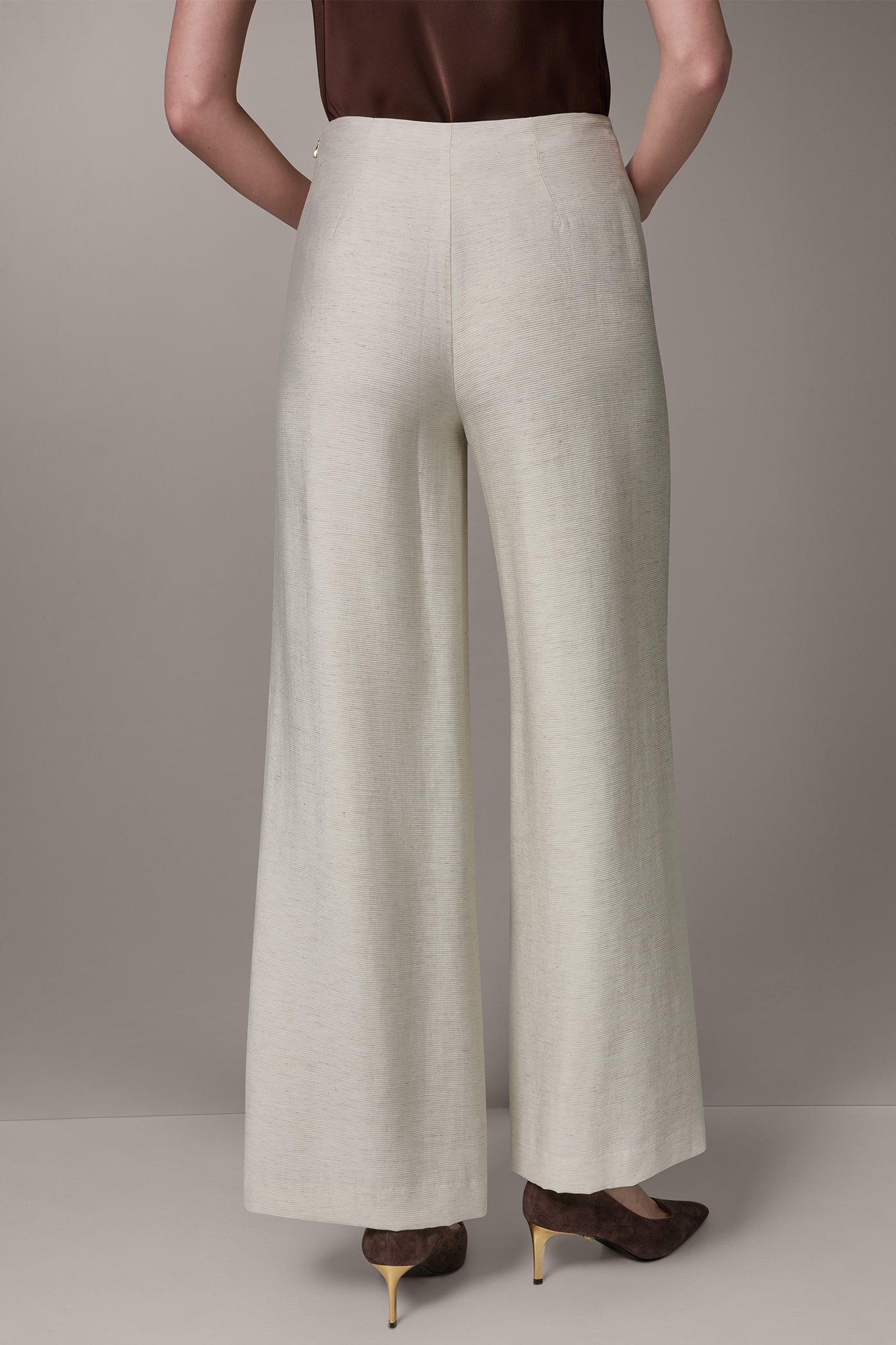 Light Sisal EXTRA HIGH-RISE MÈLANGE WIDE-LEG PANT Donna Karan