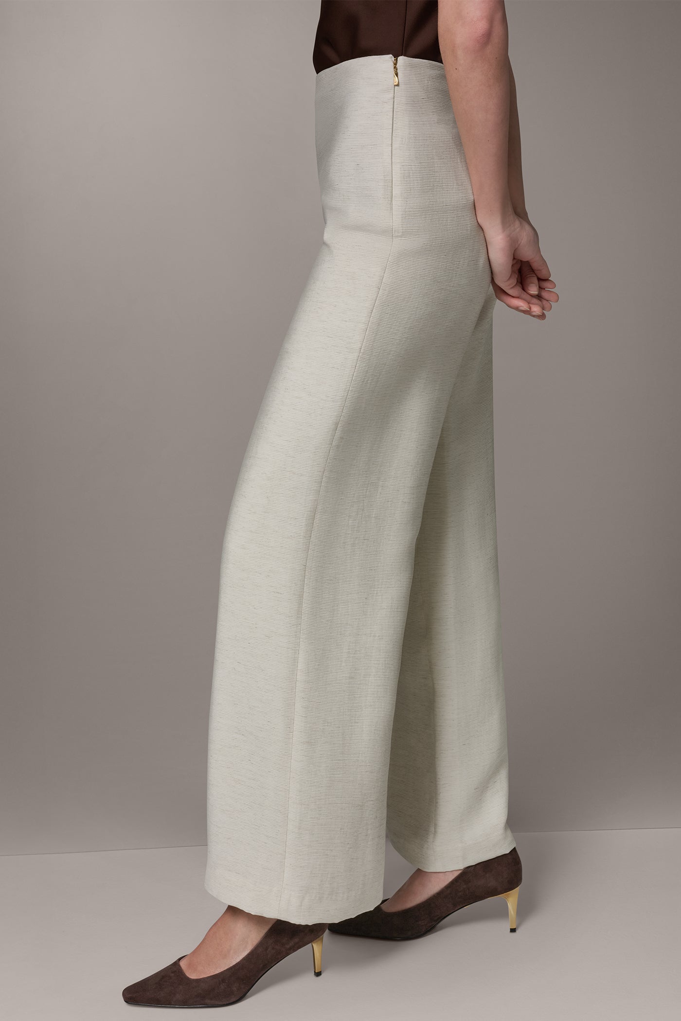 Light Sisal EXTRA HIGH-RISE MÈLANGE WIDE-LEG PANT Donna Karan
