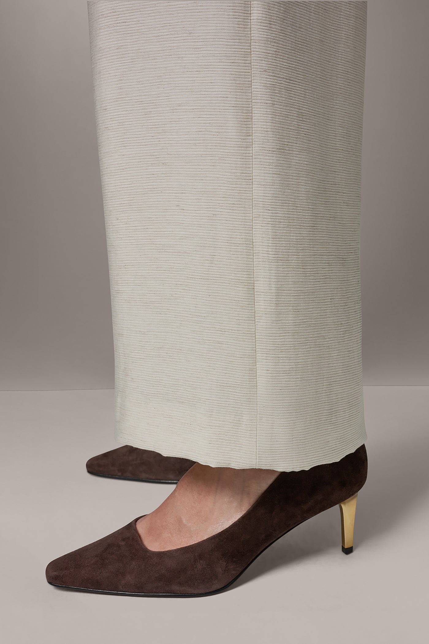 Light Sisal EXTRA HIGH-RISE MÈLANGE WIDE-LEG PANT Donna Karan