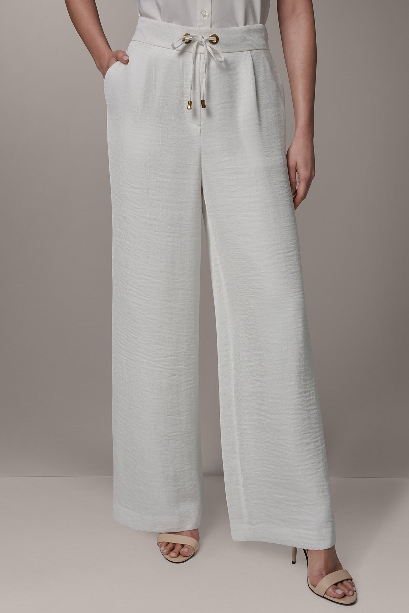 Cream EXTRA HIGH-RISE WIDE-LEG PULL-ON PANT Donna Karan