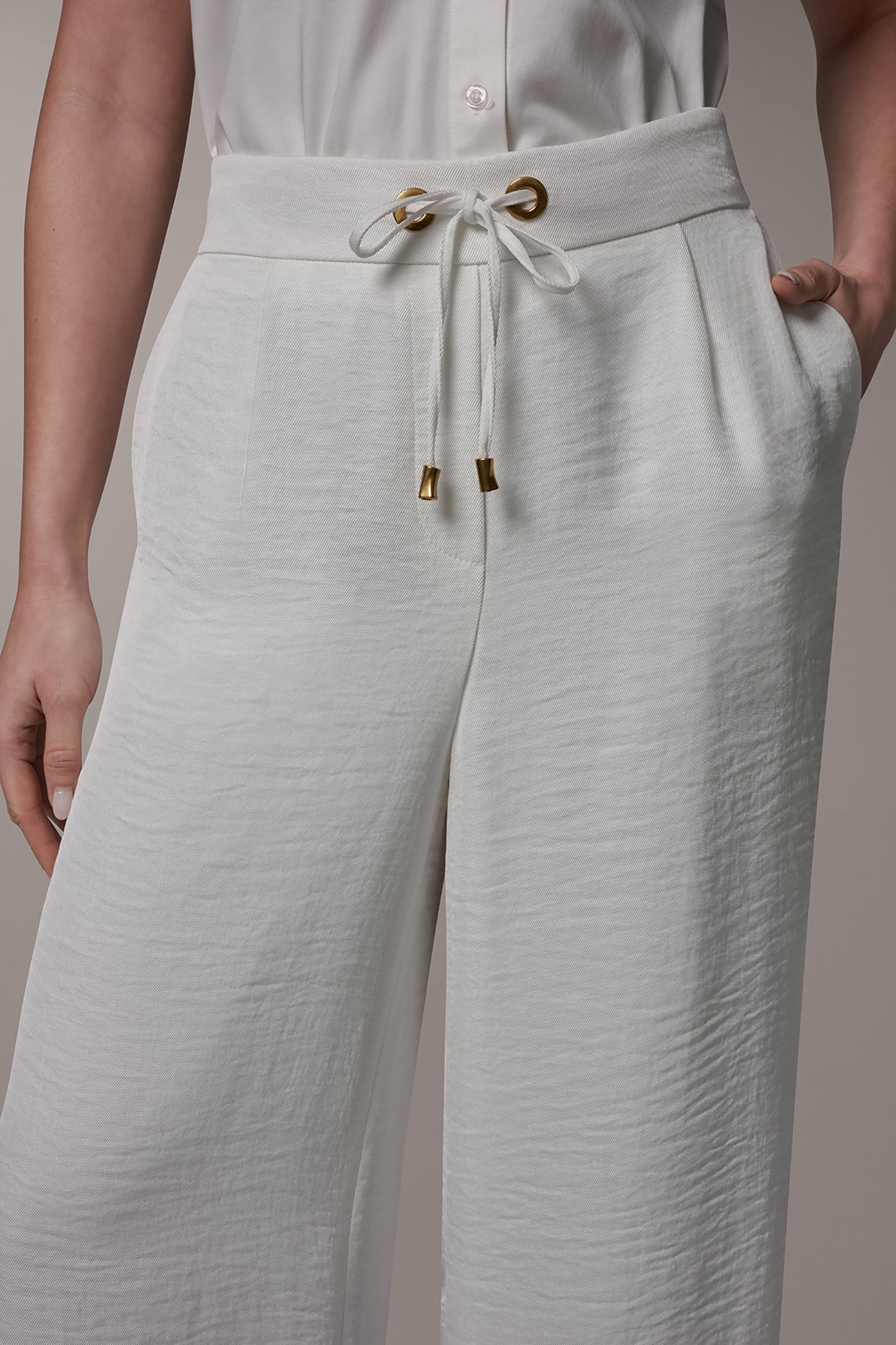 Cream EXTRA HIGH-RISE WIDE-LEG PULL-ON PANT Donna Karan