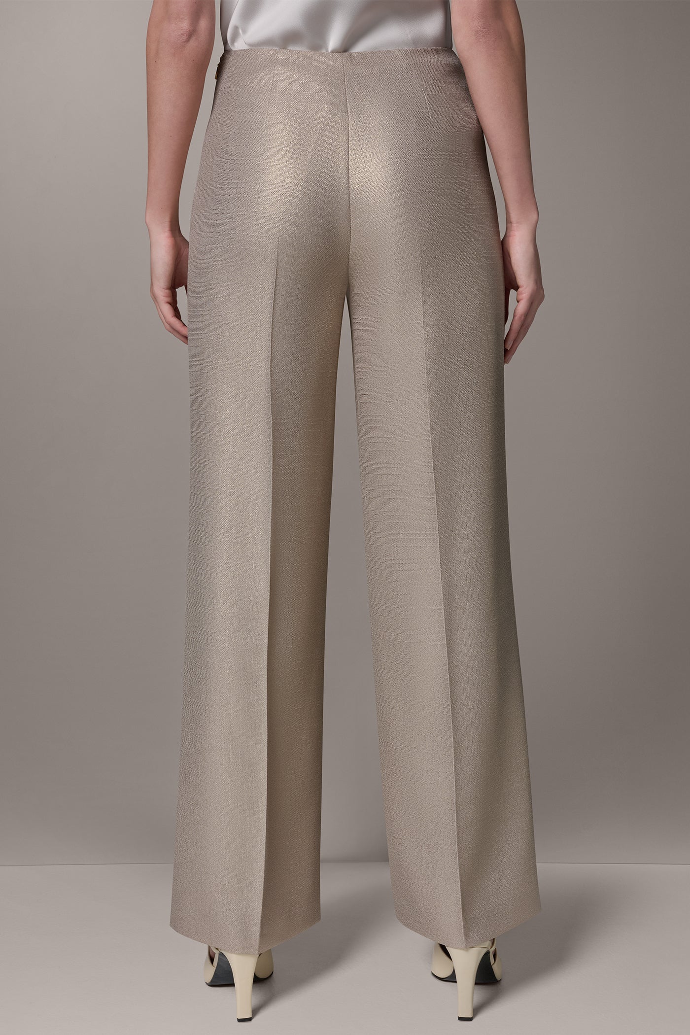 Light Fawn/Gold EXTRA HIGH-RISE METALLIC WIDE-LEG PANT Donna Karan