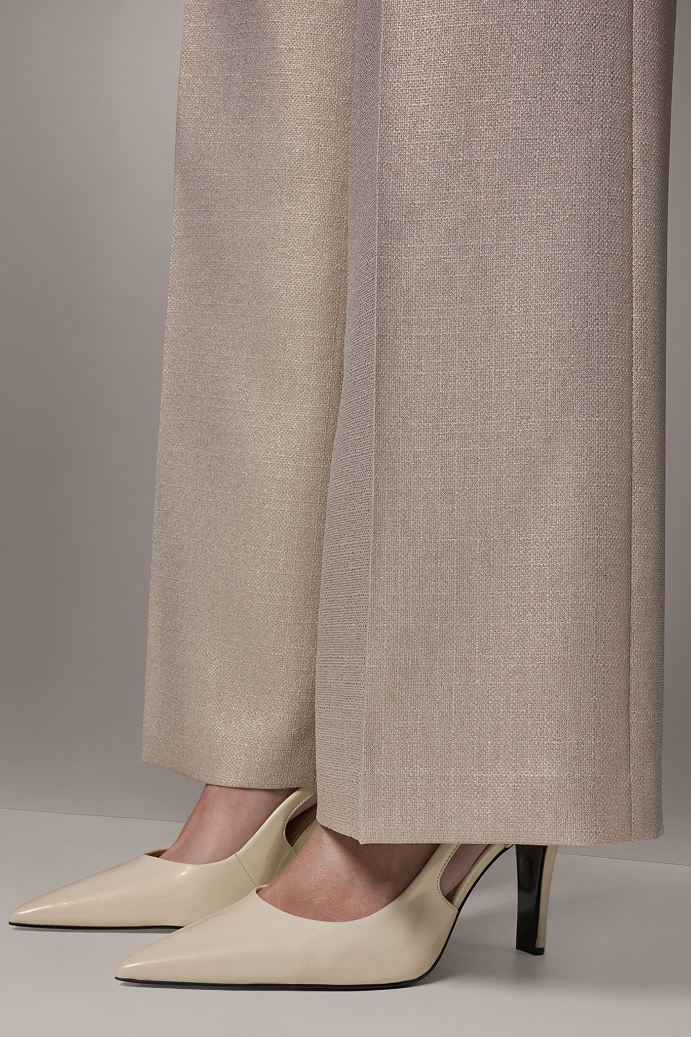 Light Fawn/Gold EXTRA HIGH-RISE METALLIC WIDE-LEG PANT Donna Karan