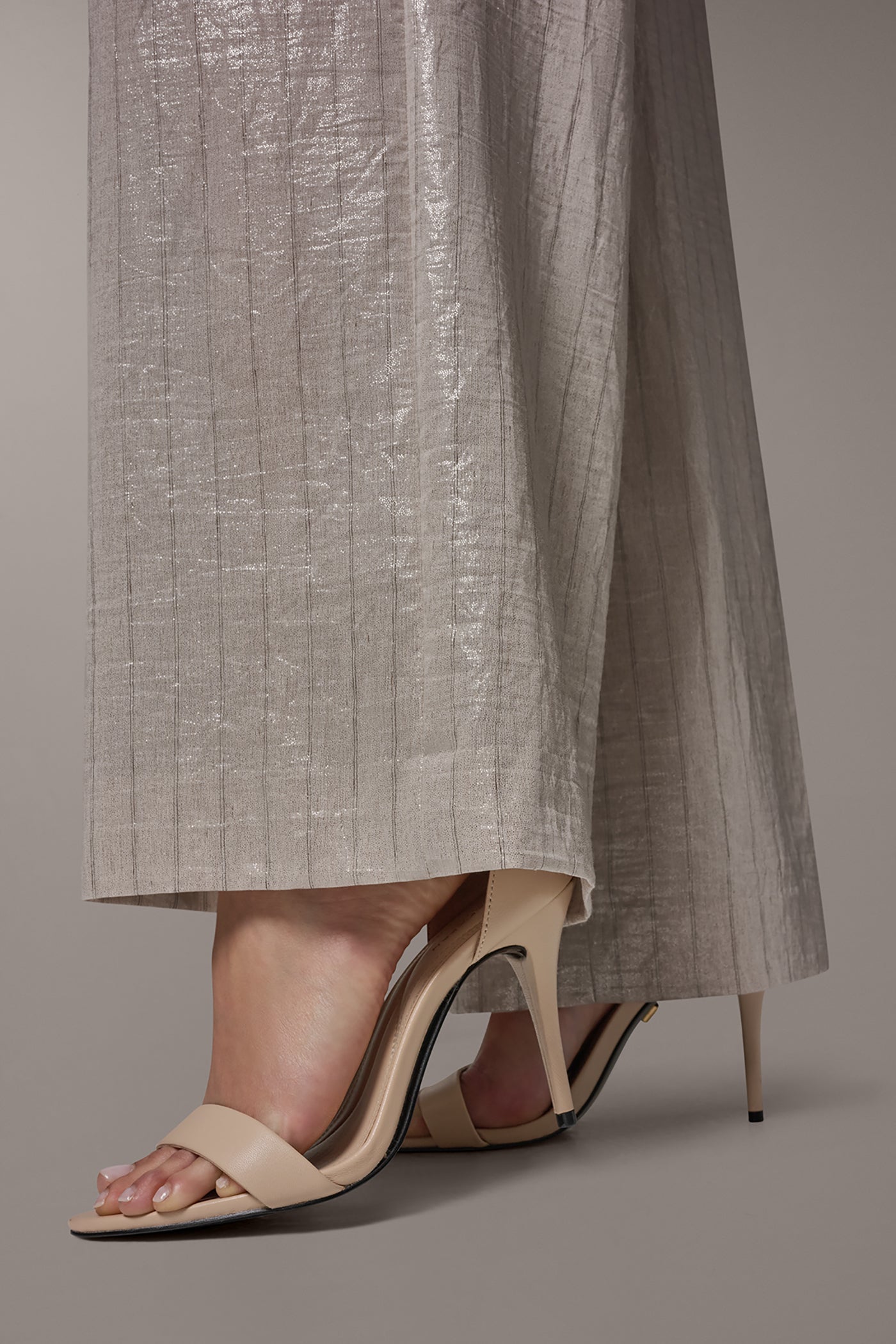 Sisal/Canyon HIGH-RISE METALLIC PINSTRIPE WIDE-LEG PANT Donna Karan