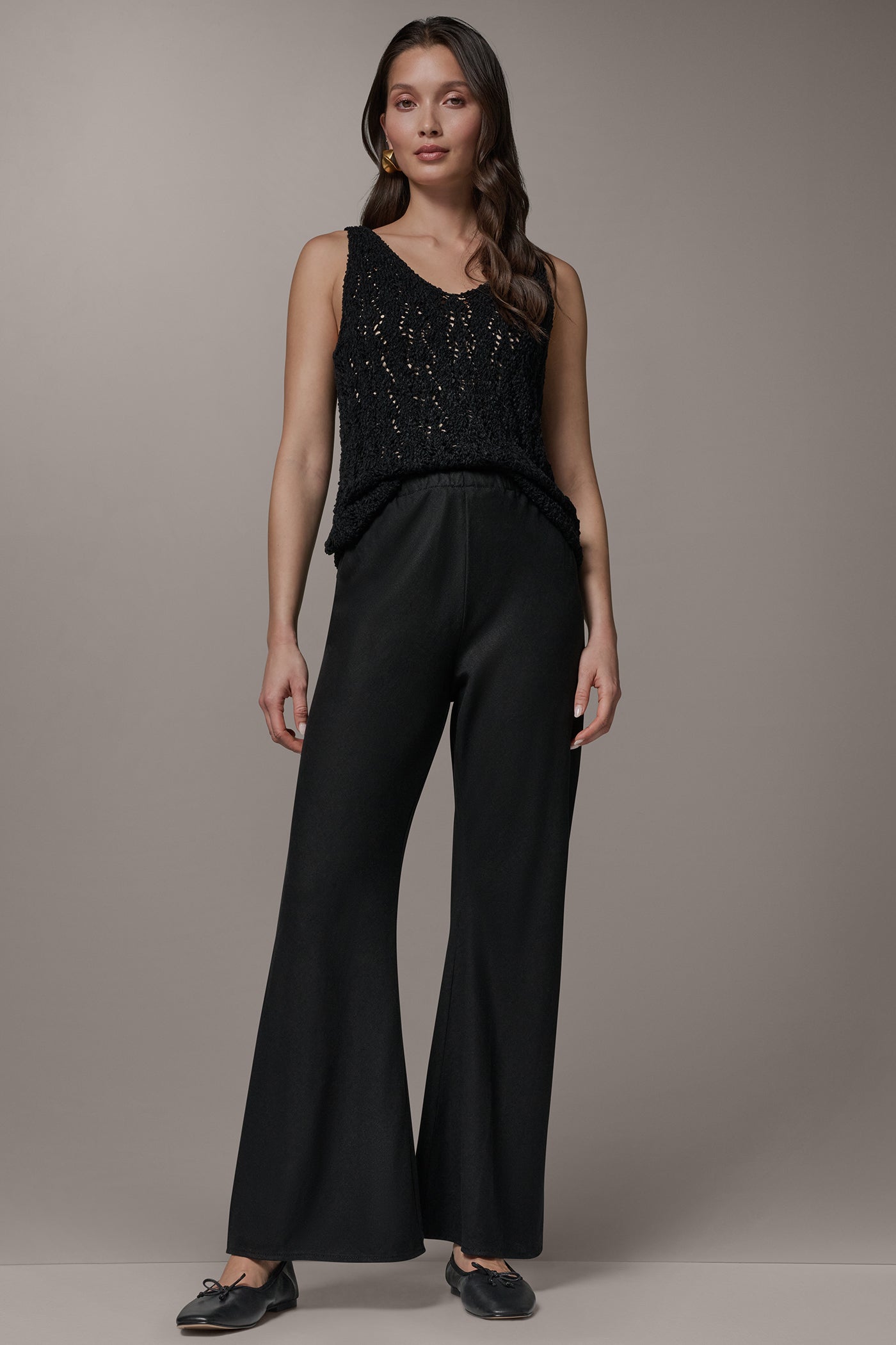 Black MID-RISE RELAXED ANKLE PANT Donna Karan