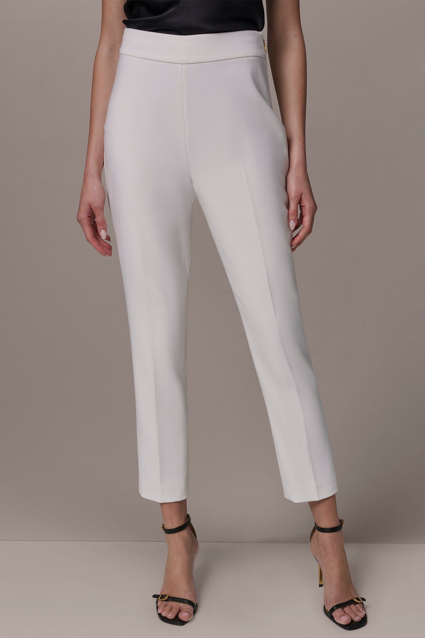 Cream EXTRA HIGH-RISE STRAIGHT ANKLE PANT Donna Karan