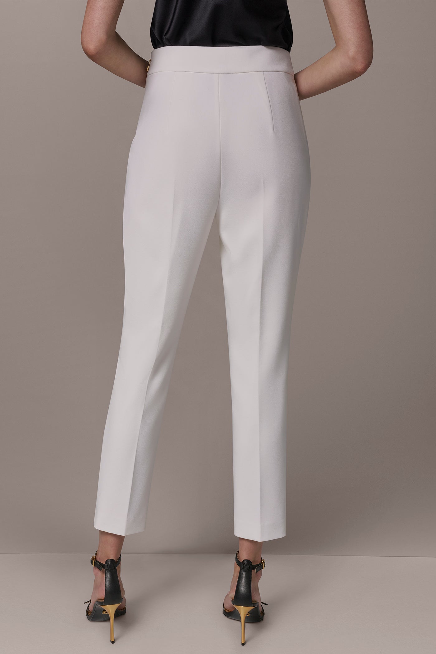 Cream EXTRA HIGH-RISE STRAIGHT ANKLE PANT Donna Karan