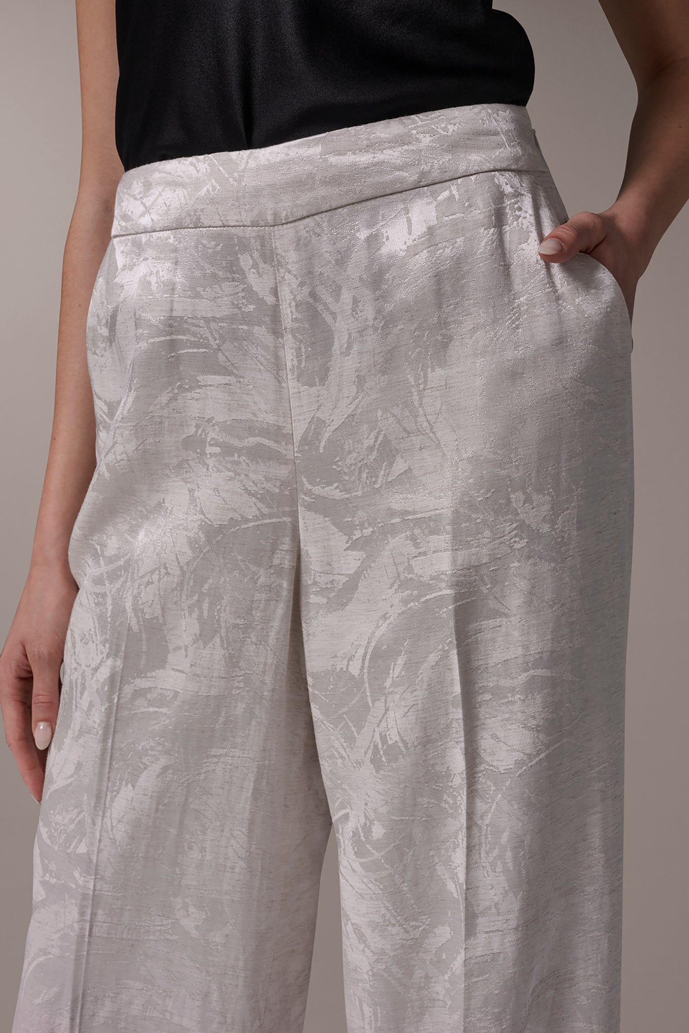 Light Flax EXTRA HIGH-RISE WIDE-LEG SUIT PANT Donna Karan