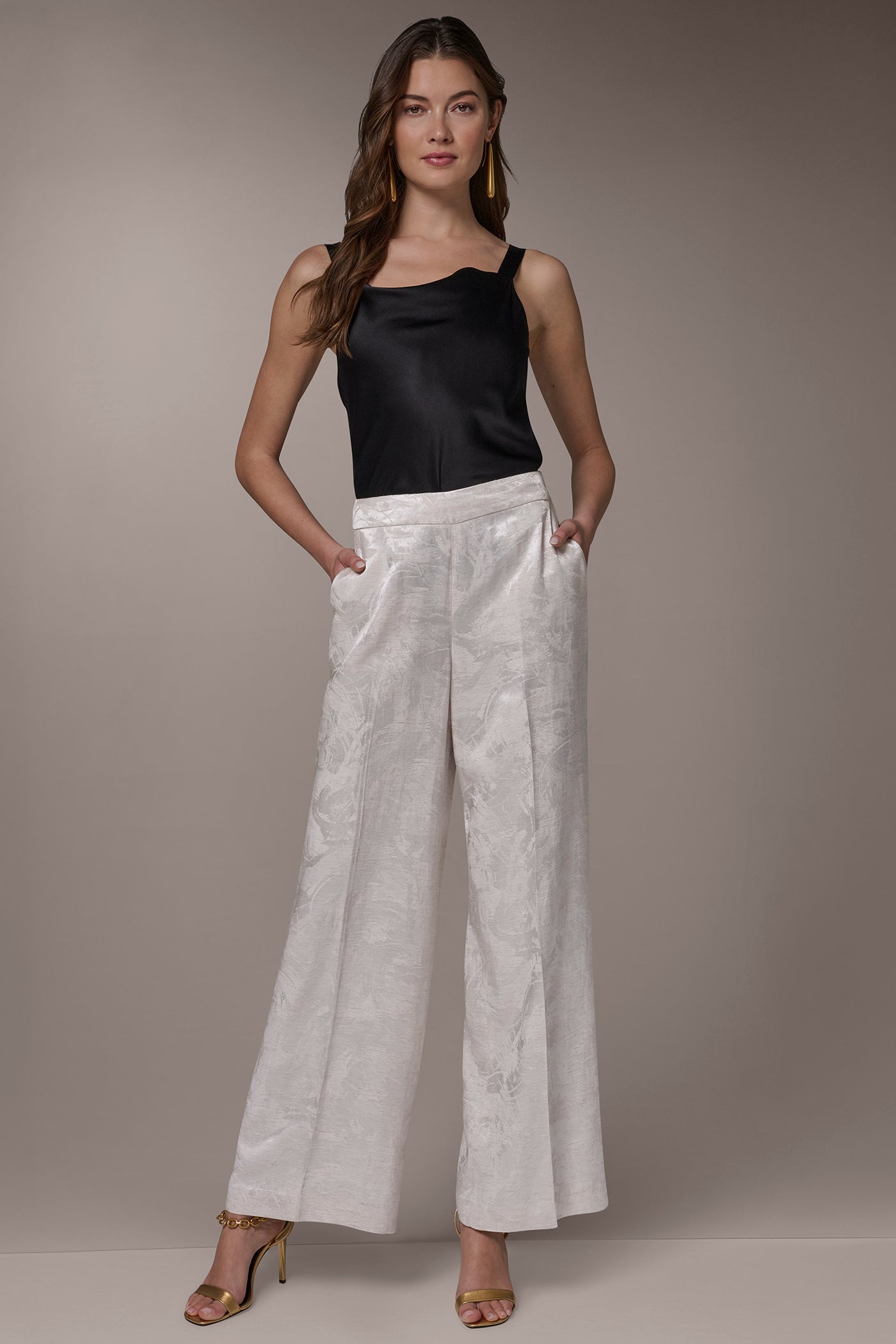 Light Flax EXTRA HIGH-RISE WIDE-LEG SUIT PANT Donna Karan