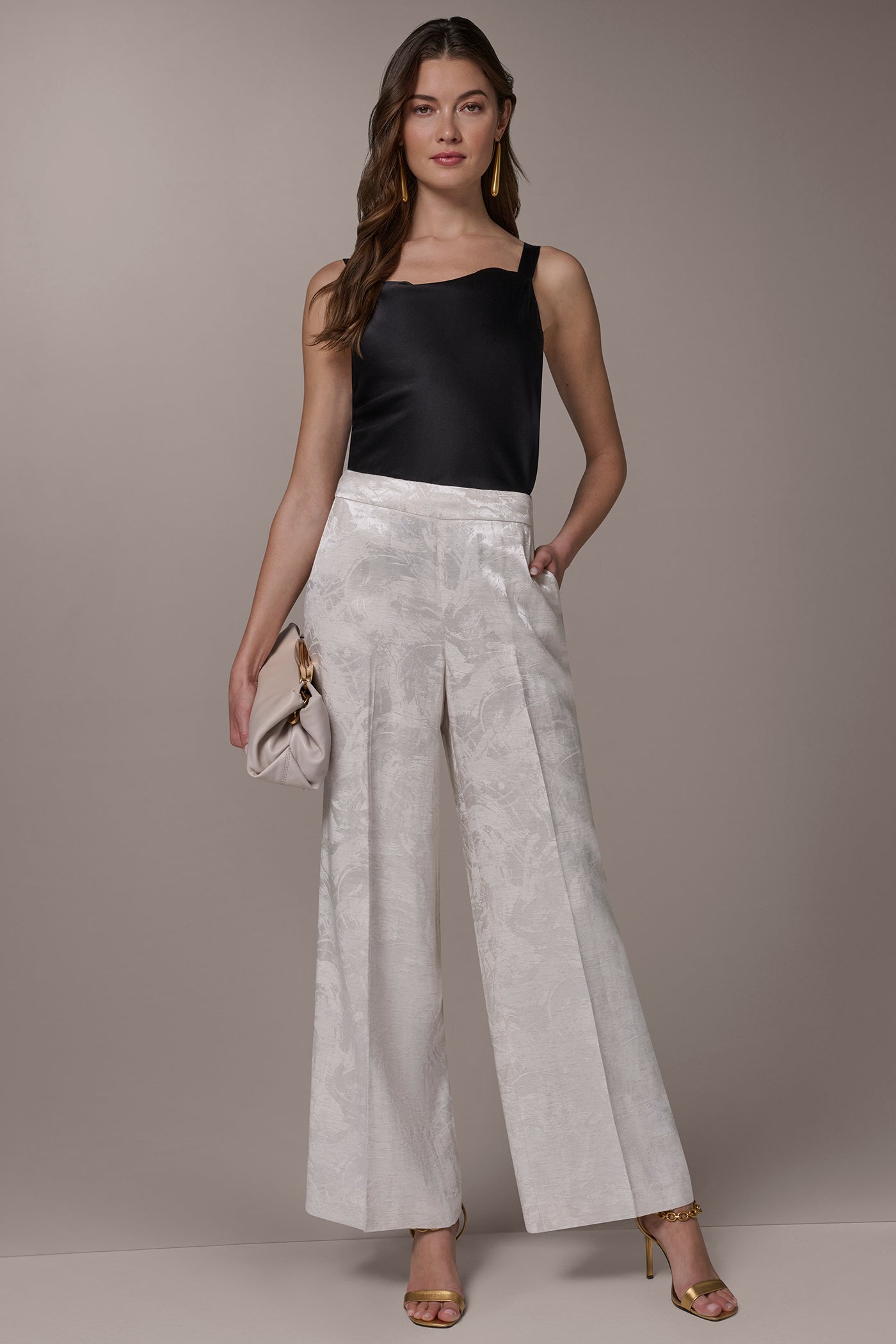 Light Flax EXTRA HIGH-RISE WIDE-LEG SUIT PANT Donna Karan