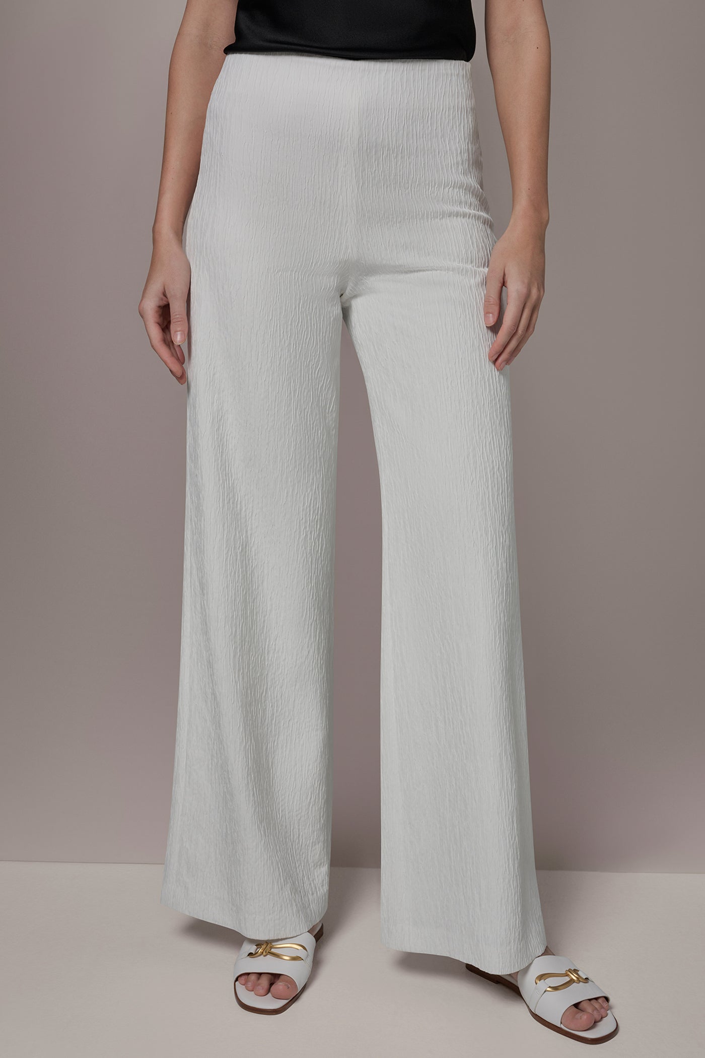 Cream EXTRA HIGH-RISE WIDE-LEG SUIT PANT Donna Karan