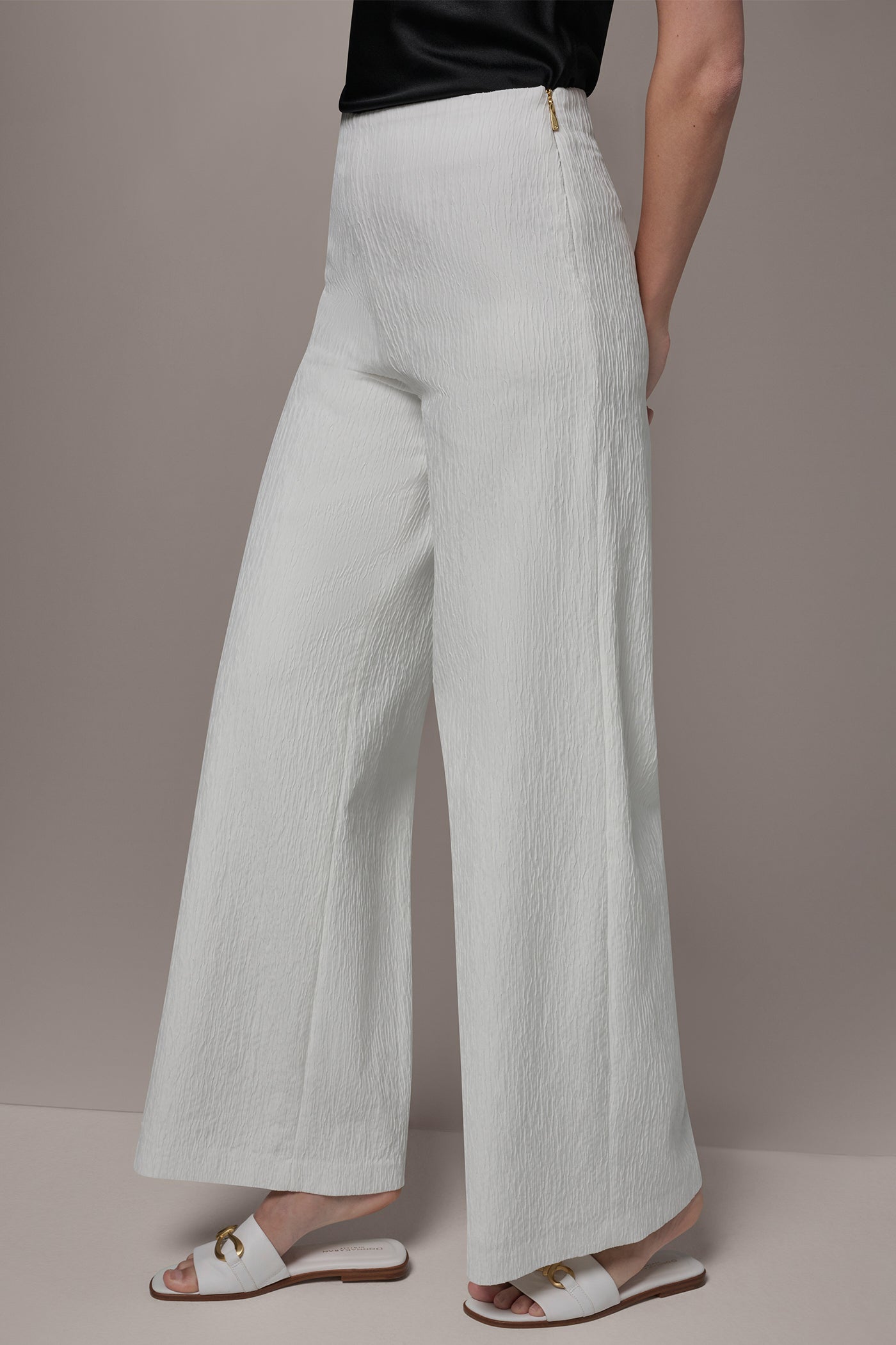 Cream EXTRA HIGH-RISE WIDE-LEG SUIT PANT Donna Karan