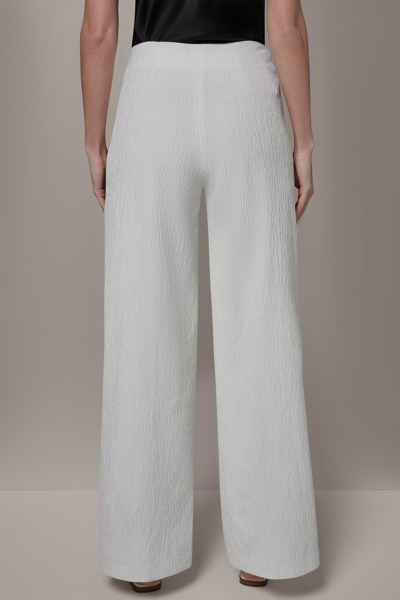 Cream EXTRA HIGH-RISE WIDE-LEG SUIT PANT Donna Karan