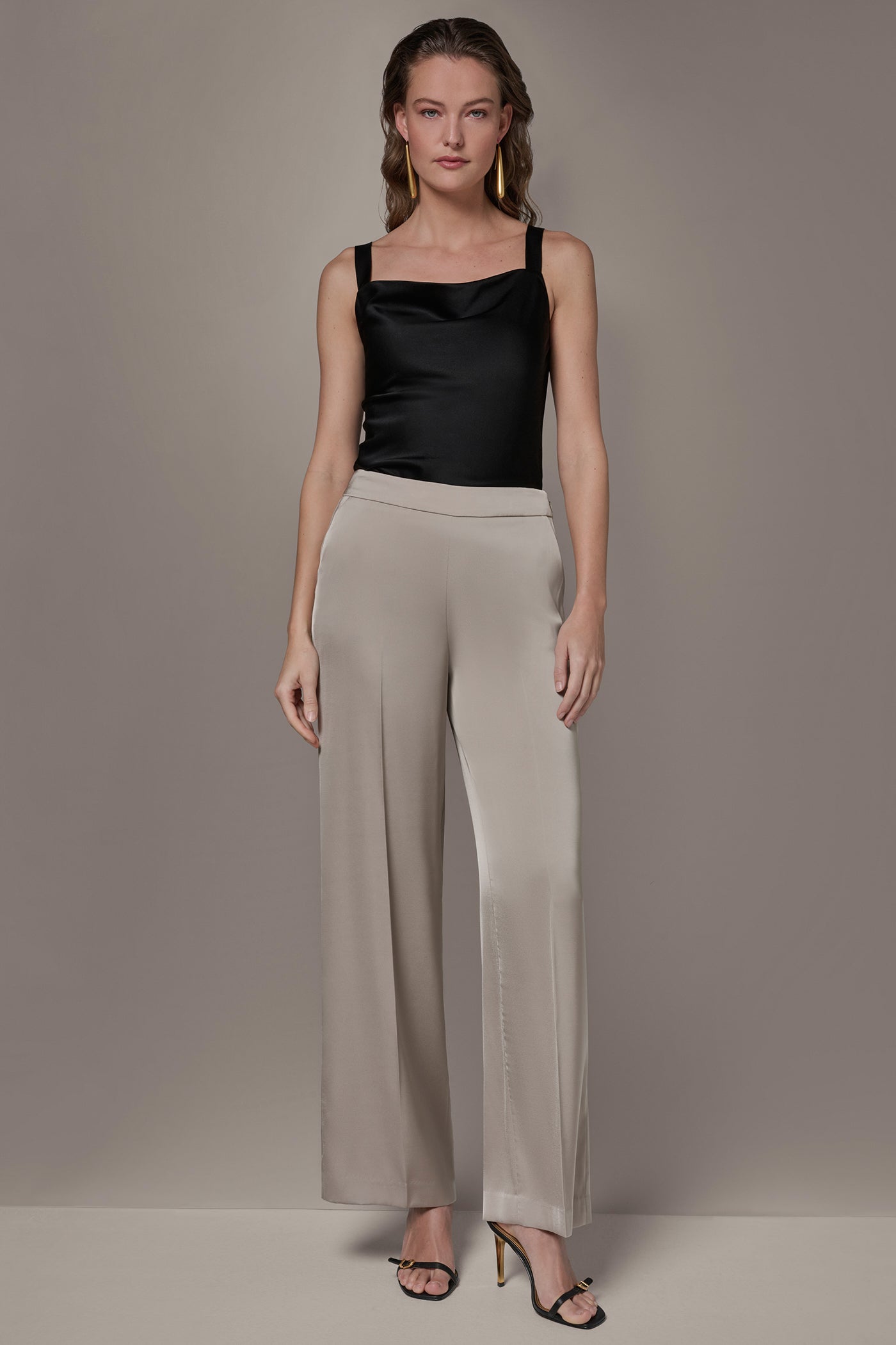 Turin SATIN EXTRA HIGH-RISE WIDE-LEG SUIT PANT Donna Karan
