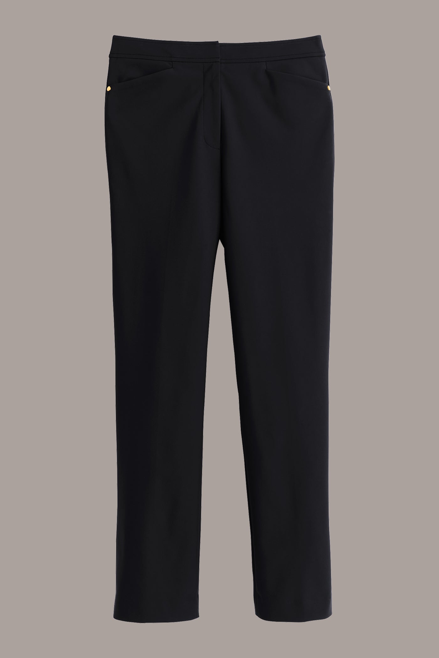 Black FLAT FRONT STRAIGHT PANT Donna Karan