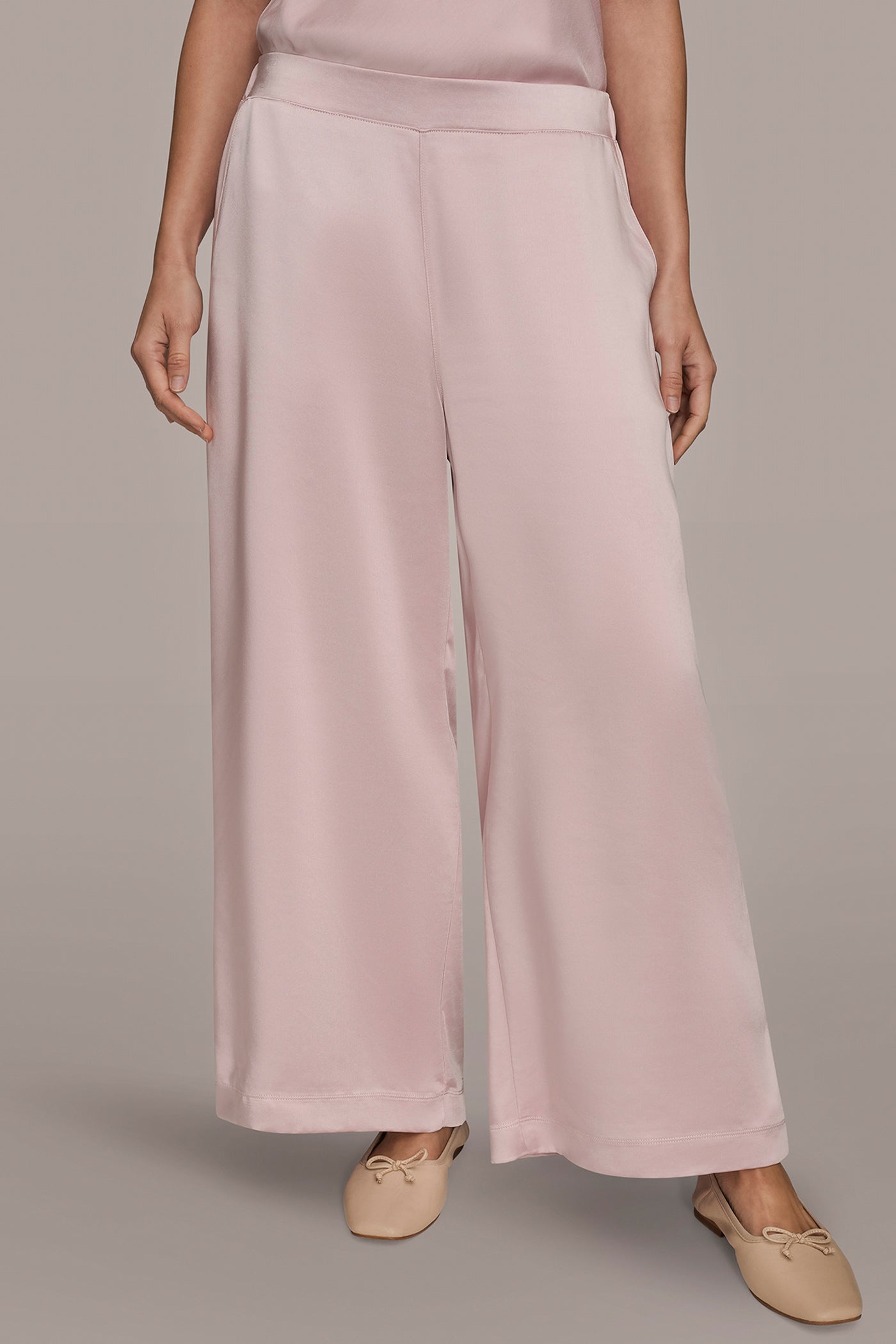 PINK WISTERIA SATIN MID-RISE RELAXED PANT Donna Karan