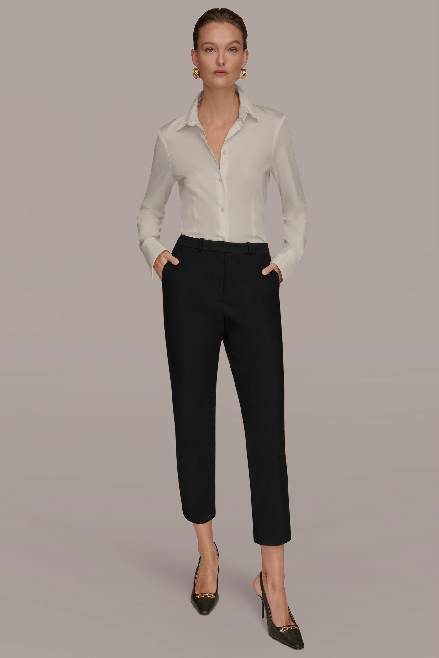 Black SLIM LEG PANT Donna Karan