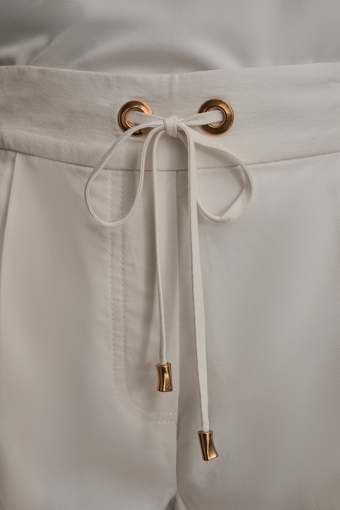 CREAM DRAWSTRING CUFFED PANT Donna Karan