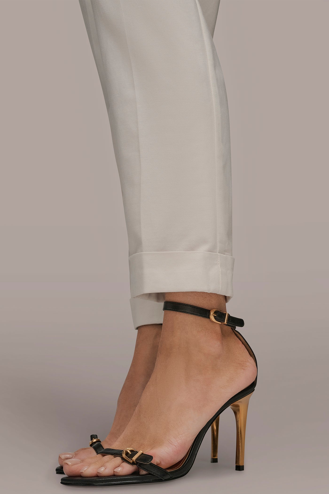 CREAM DRAWSTRING CUFFED PANT Donna Karan