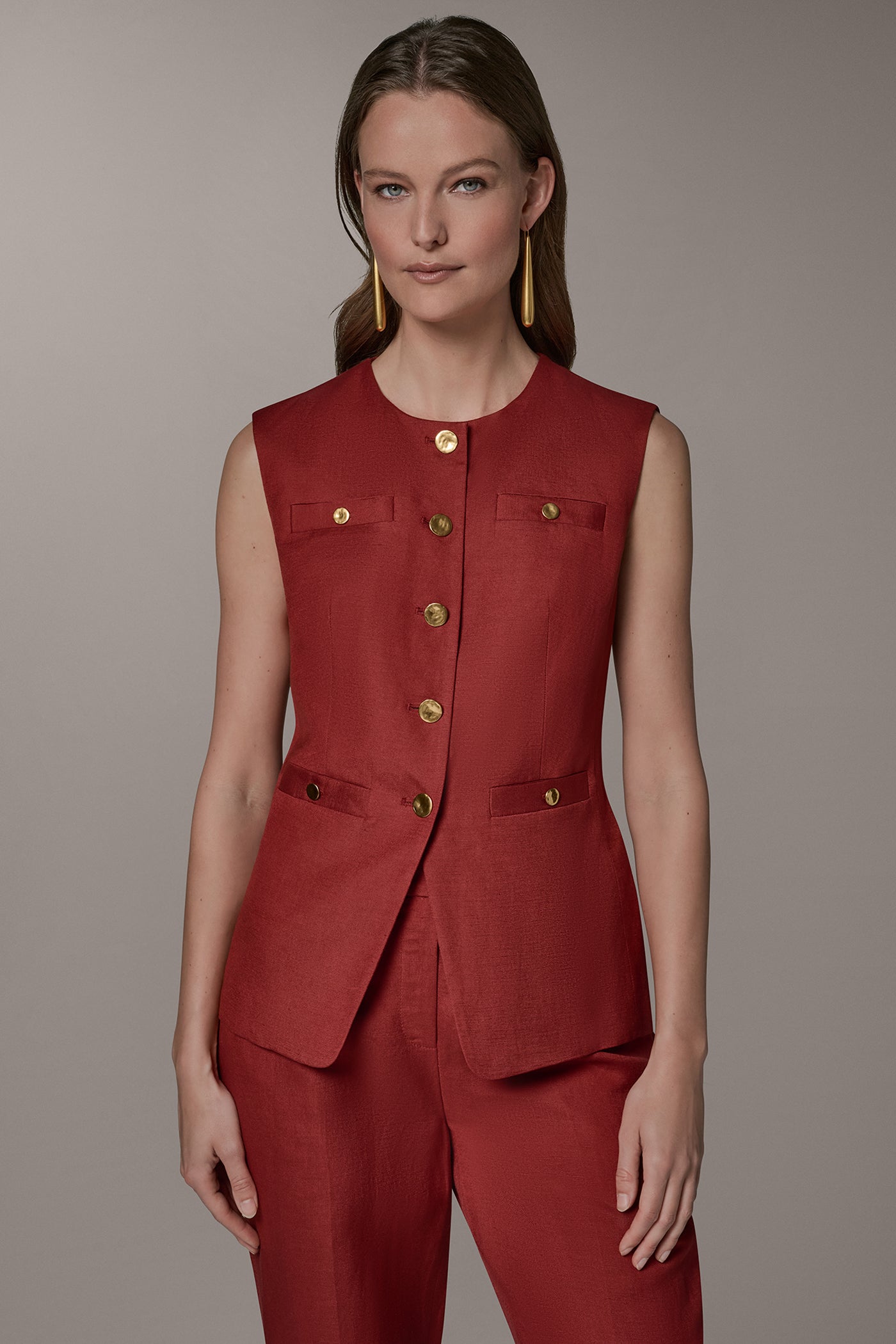 Sunbaked COLLARLESS VEST Donna Karan