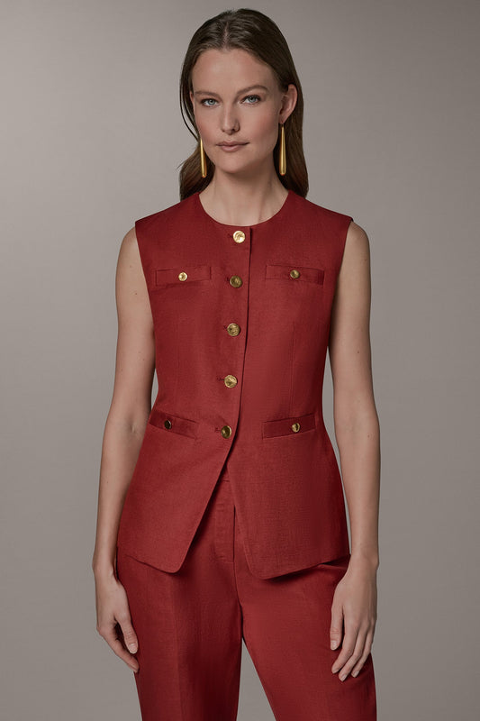 Sunbaked COLLARLESS VEST Donna Karan