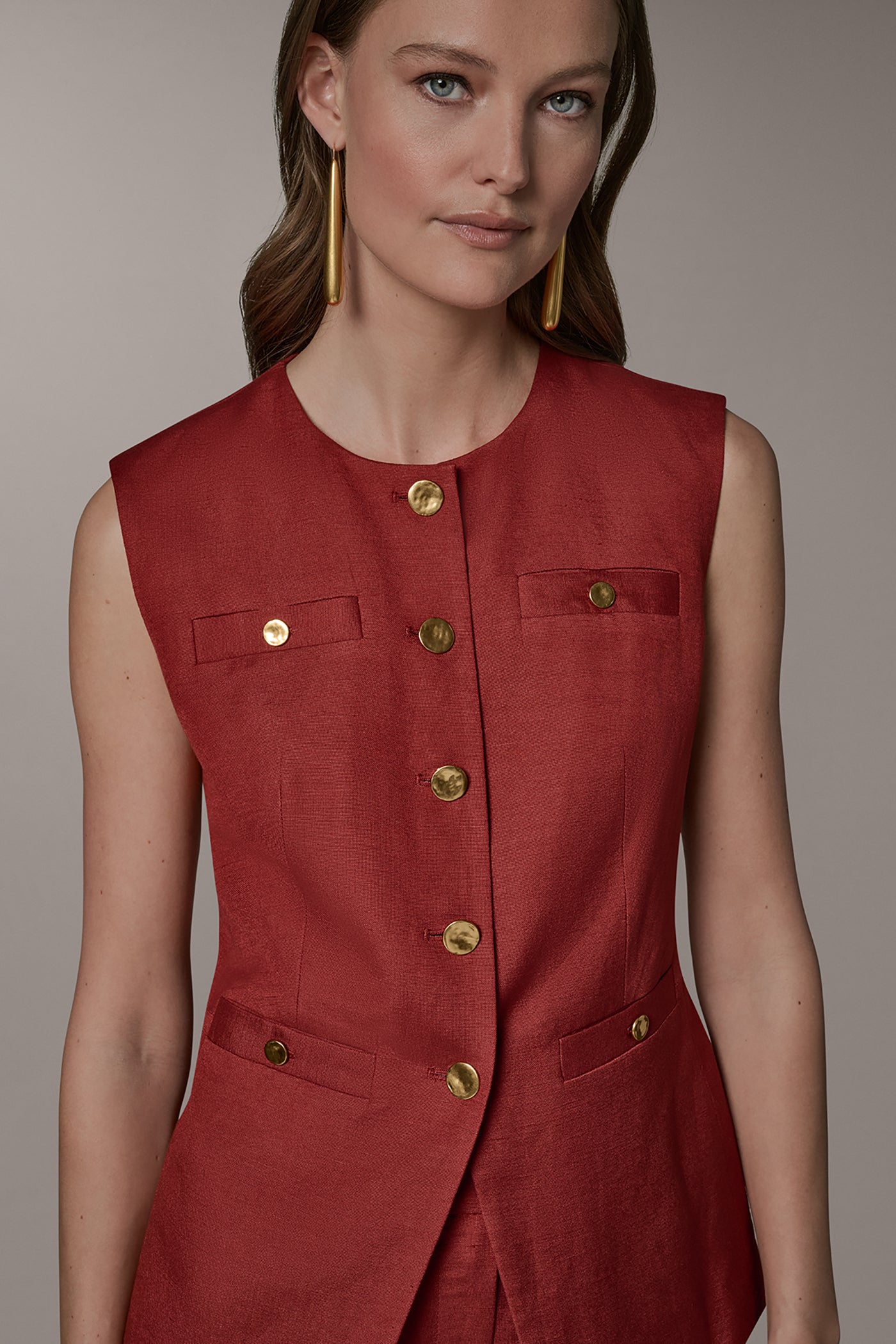 Sunbaked COLLARLESS VEST Donna Karan