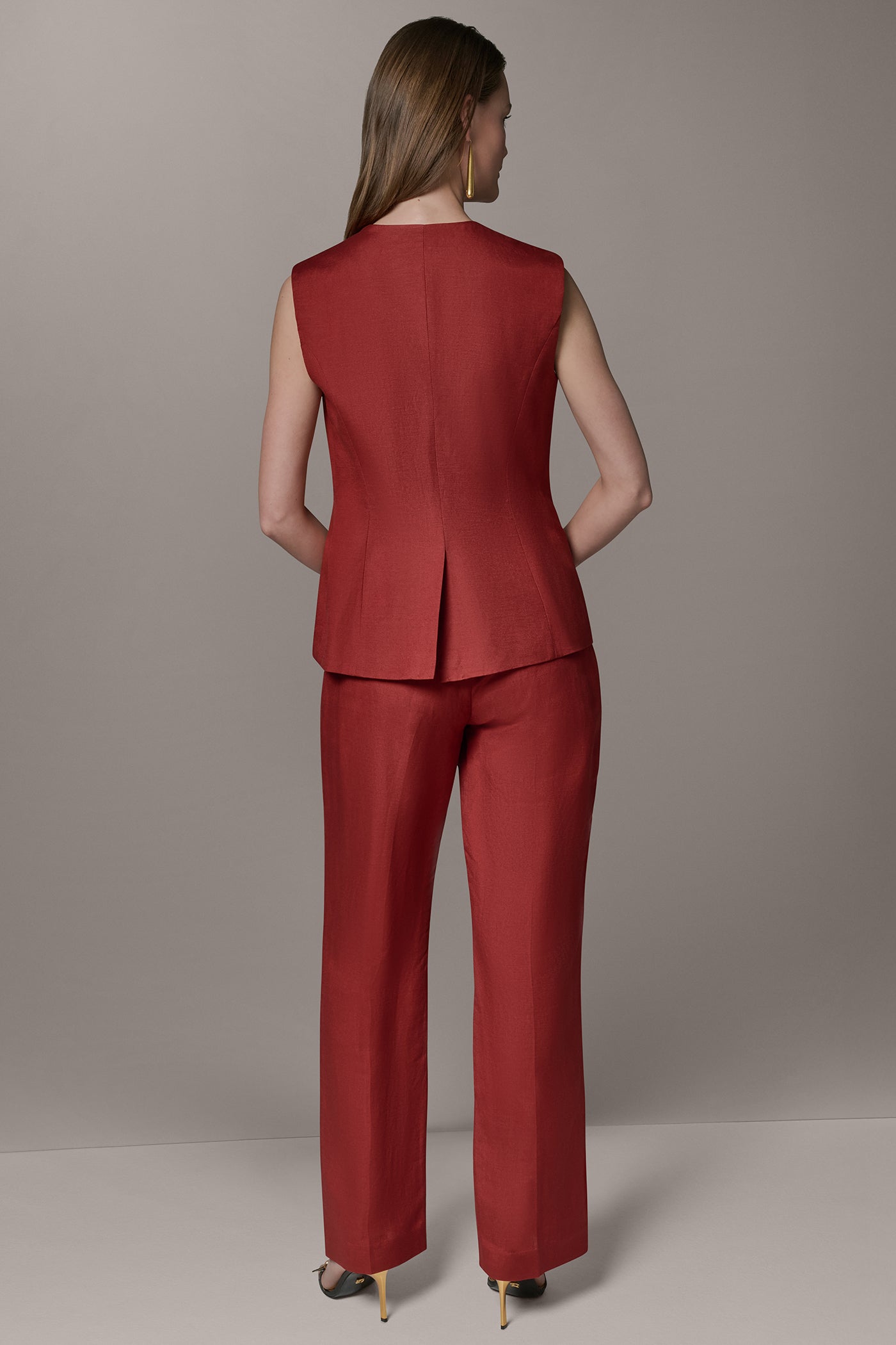 Sunbaked COLLARLESS VEST Donna Karan