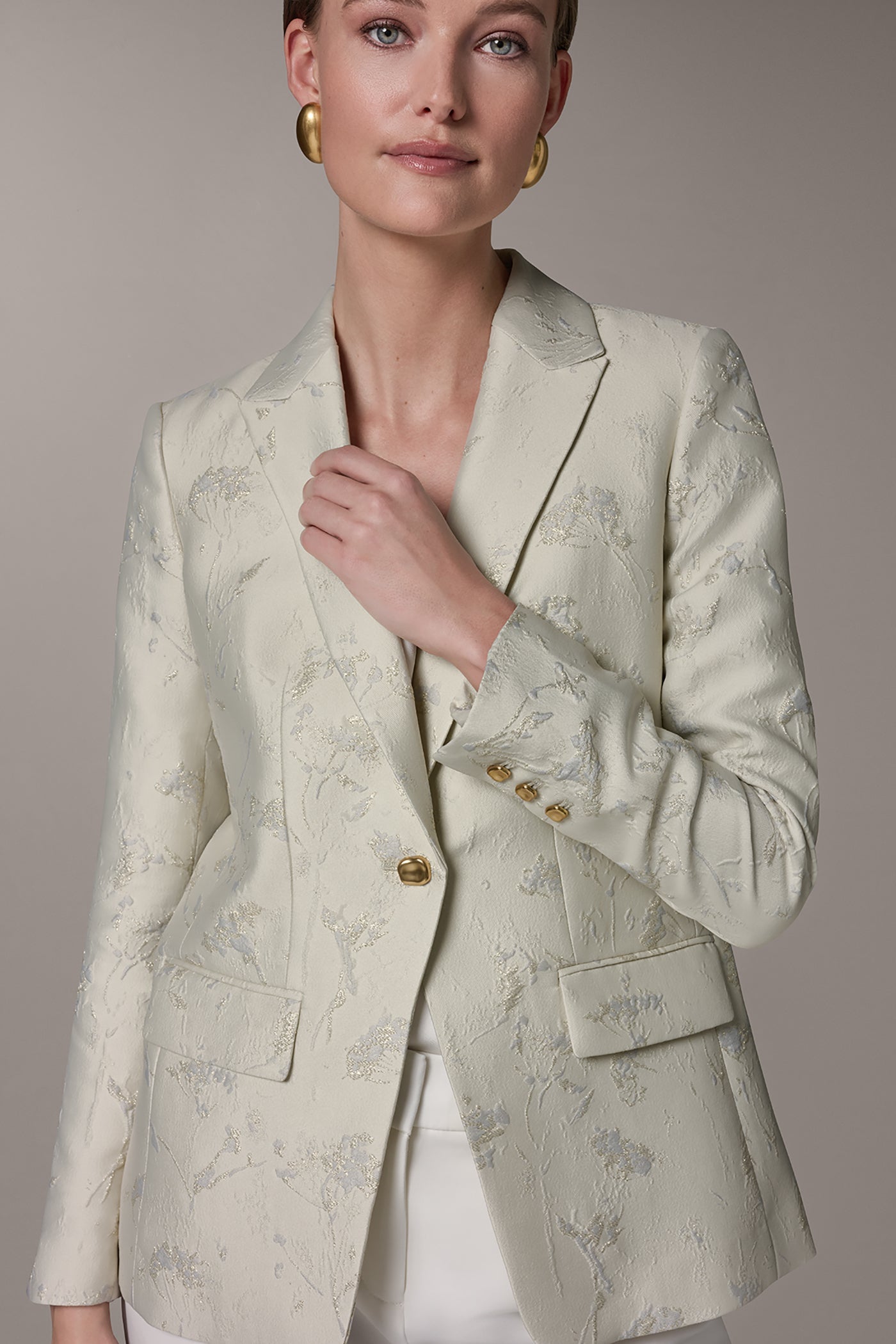 Buttercream FLORAL SUIT BLAZER Donna Karan