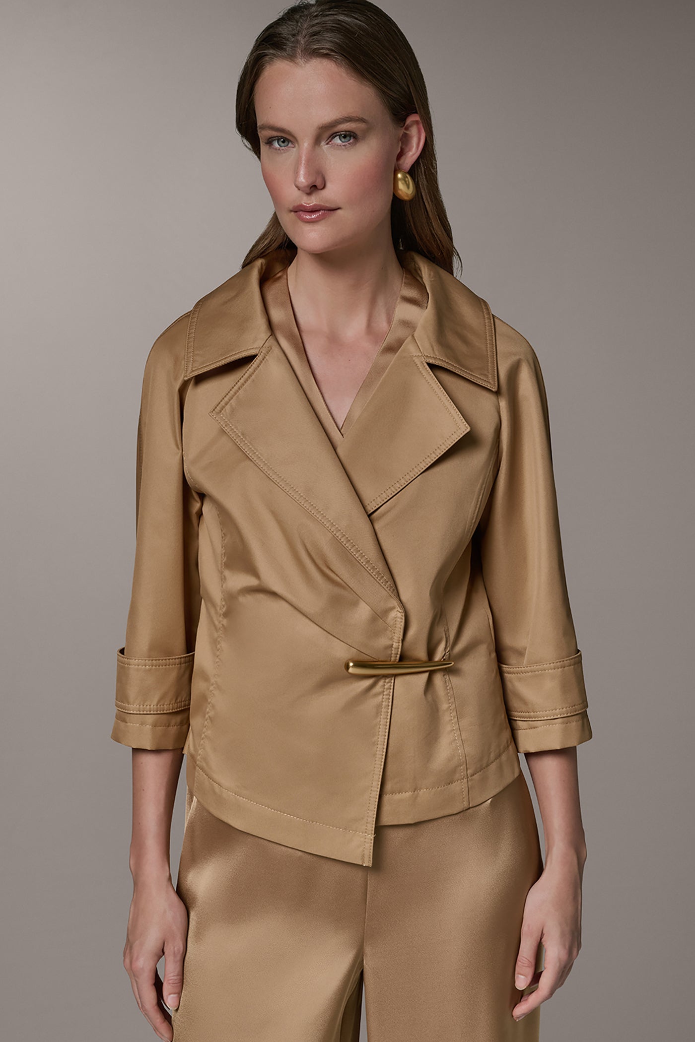 Fawn 3/4 SLEEVE WRAP JACKET Donna Karan