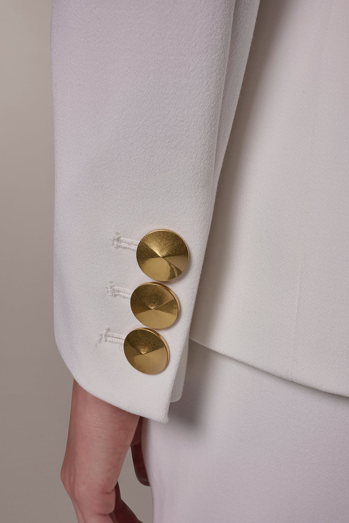Cream DOUBLE-BREASTED COLD-SHOULDER SUIT BLAZER Donna Karan