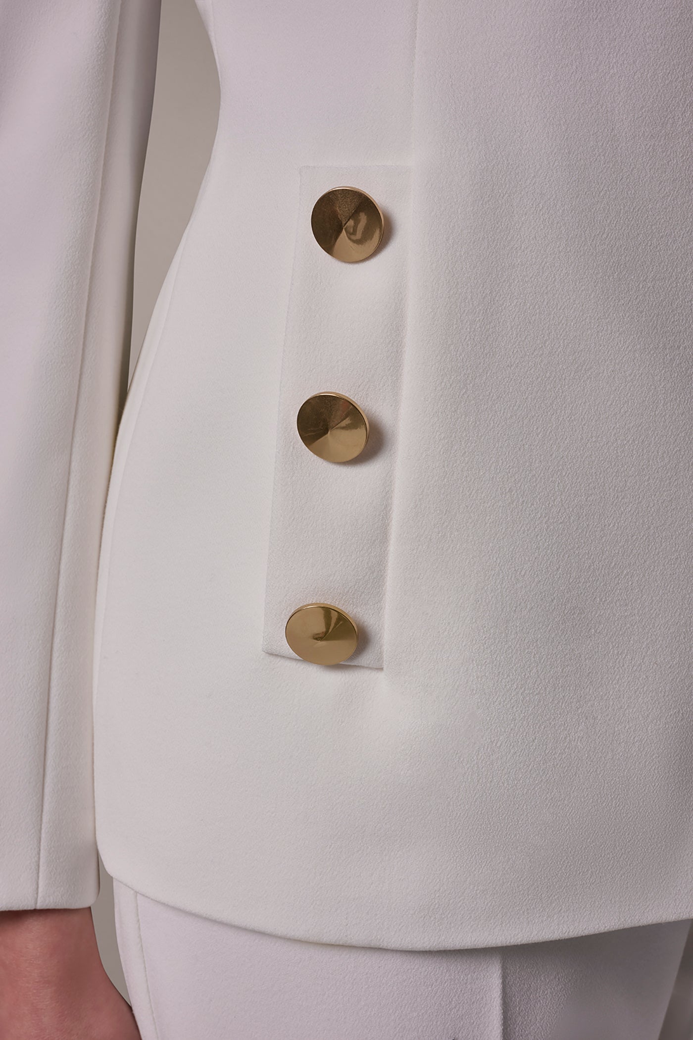 Cream DOUBLE-BREASTED COLD-SHOULDER SUIT BLAZER Donna Karan