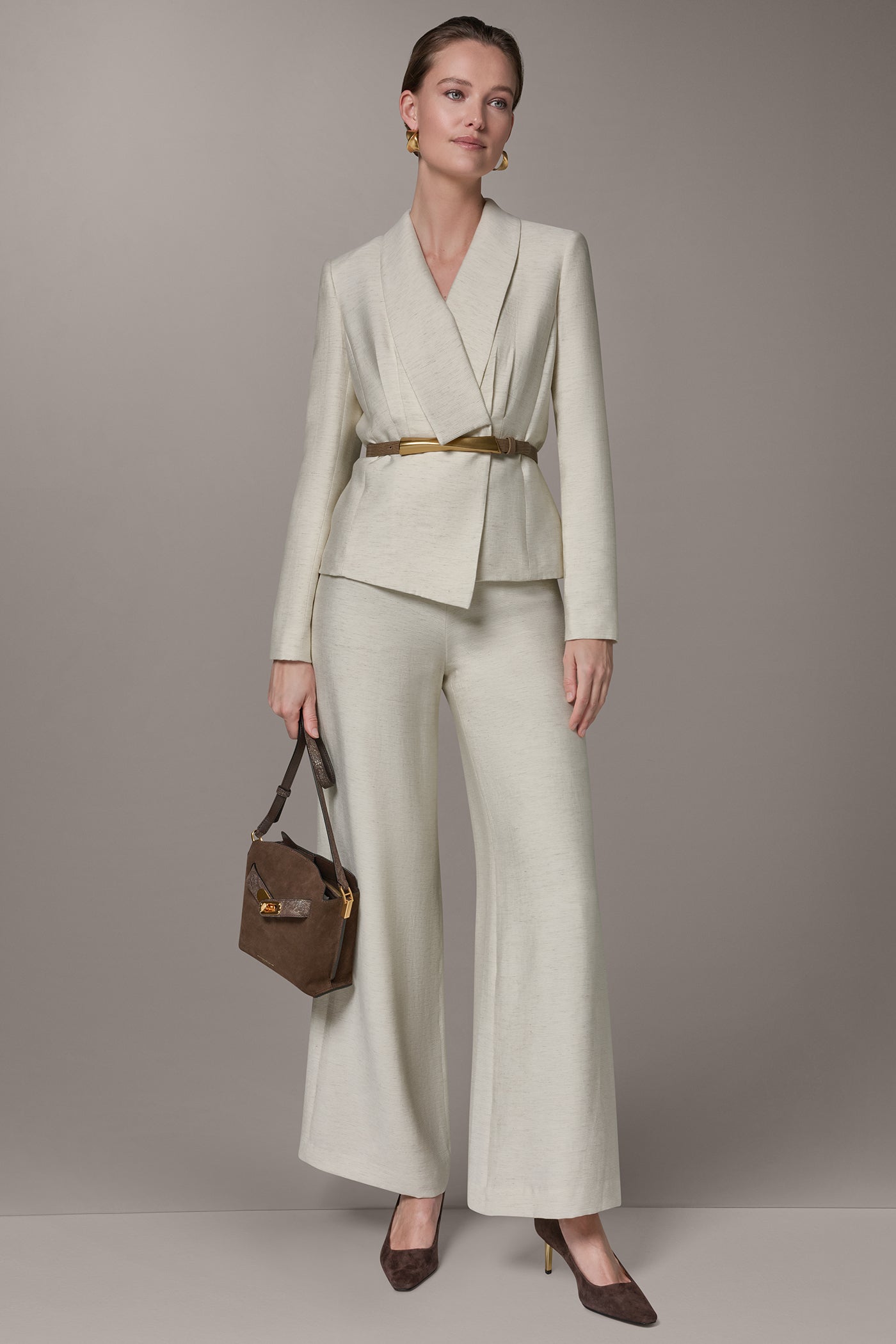 Light Sisal MÉLANGE SUIT BLAZER Donna Karan