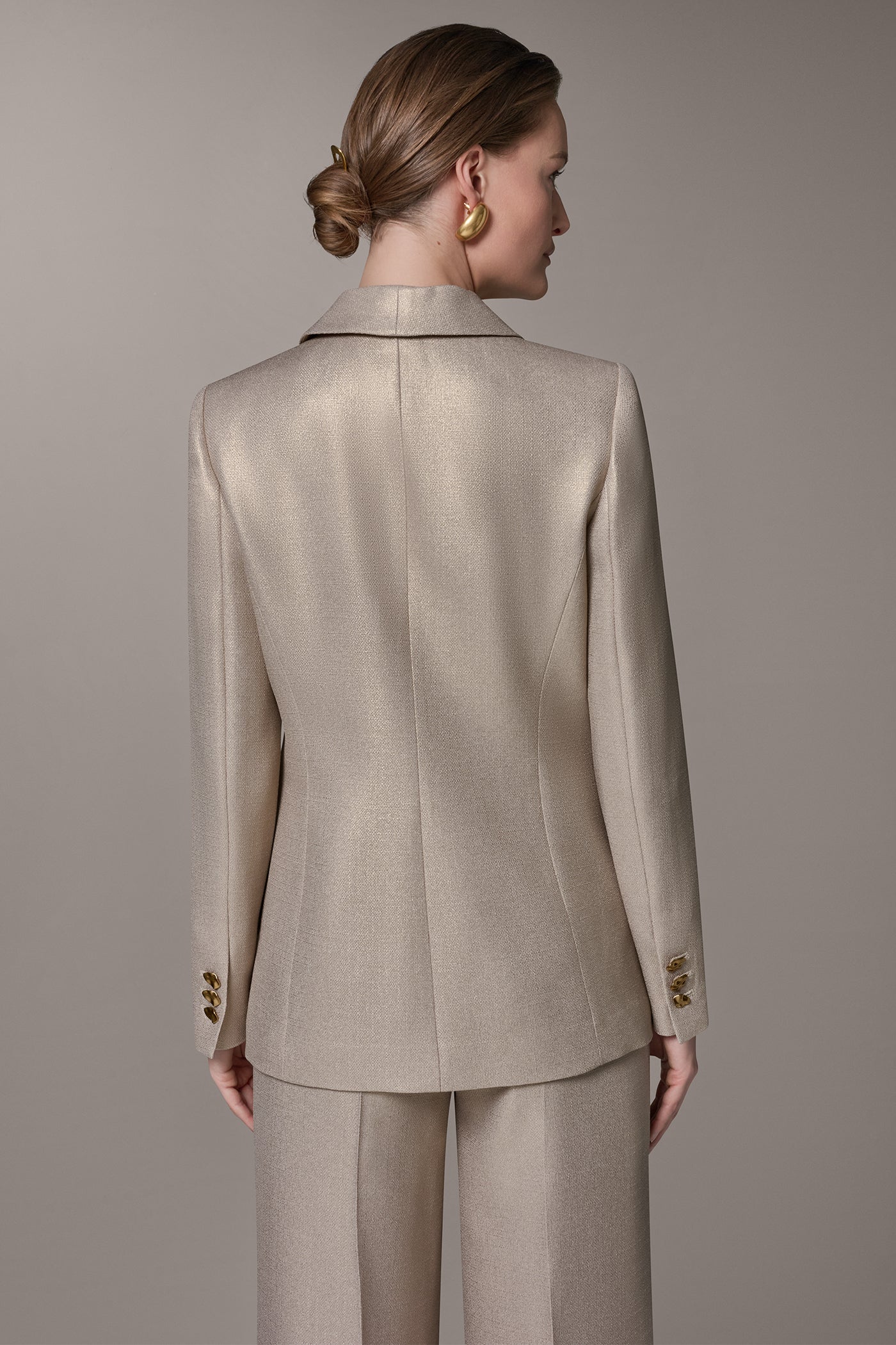 Light Fawn/Gold METALLIC SUIT BLAZER Donna Karan