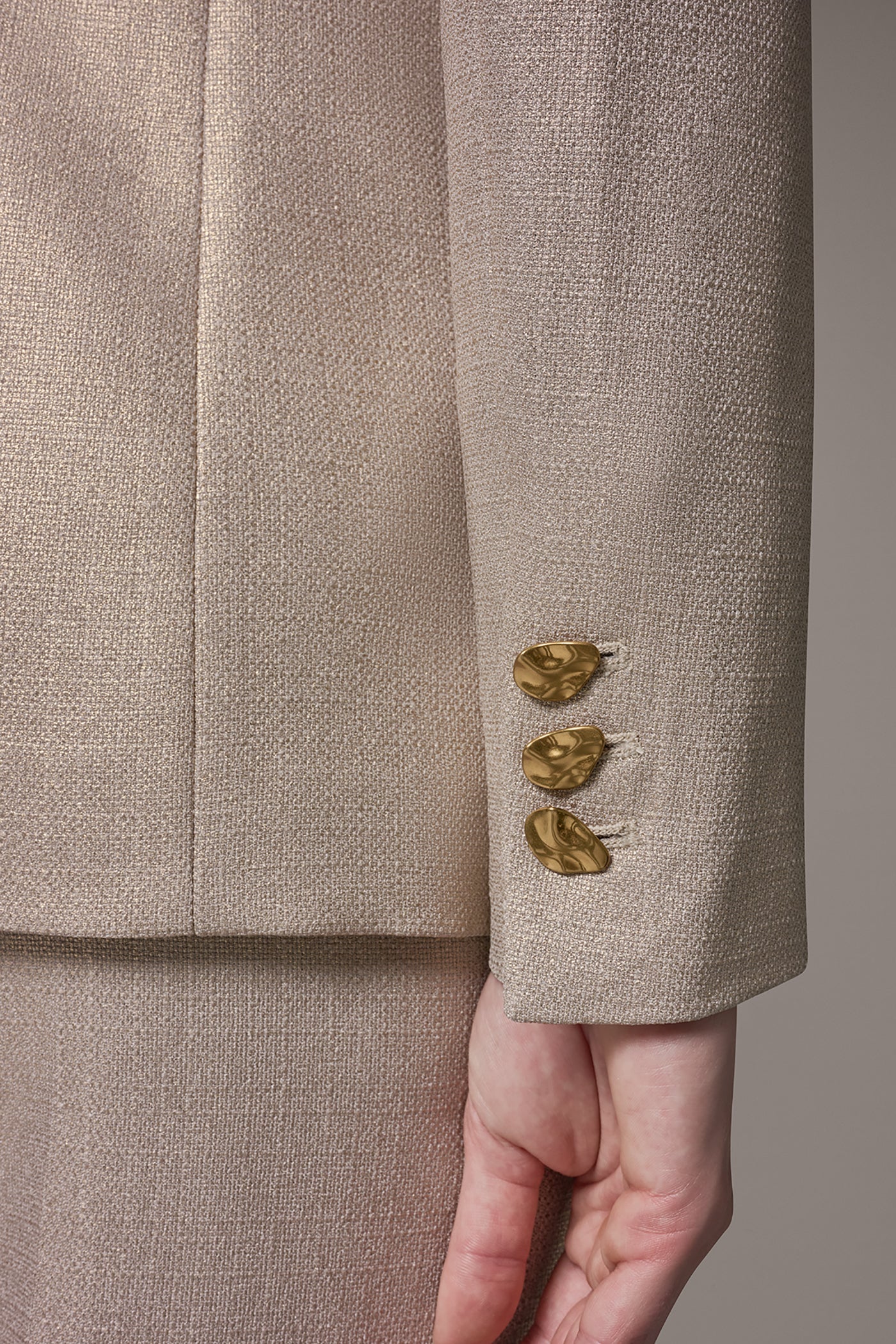 Light Fawn/Gold METALLIC SUIT BLAZER Donna Karan
